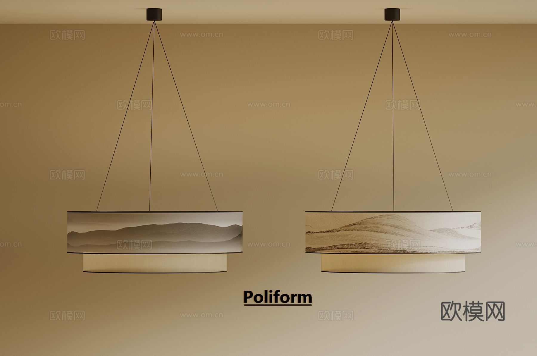新中式吊灯su模型