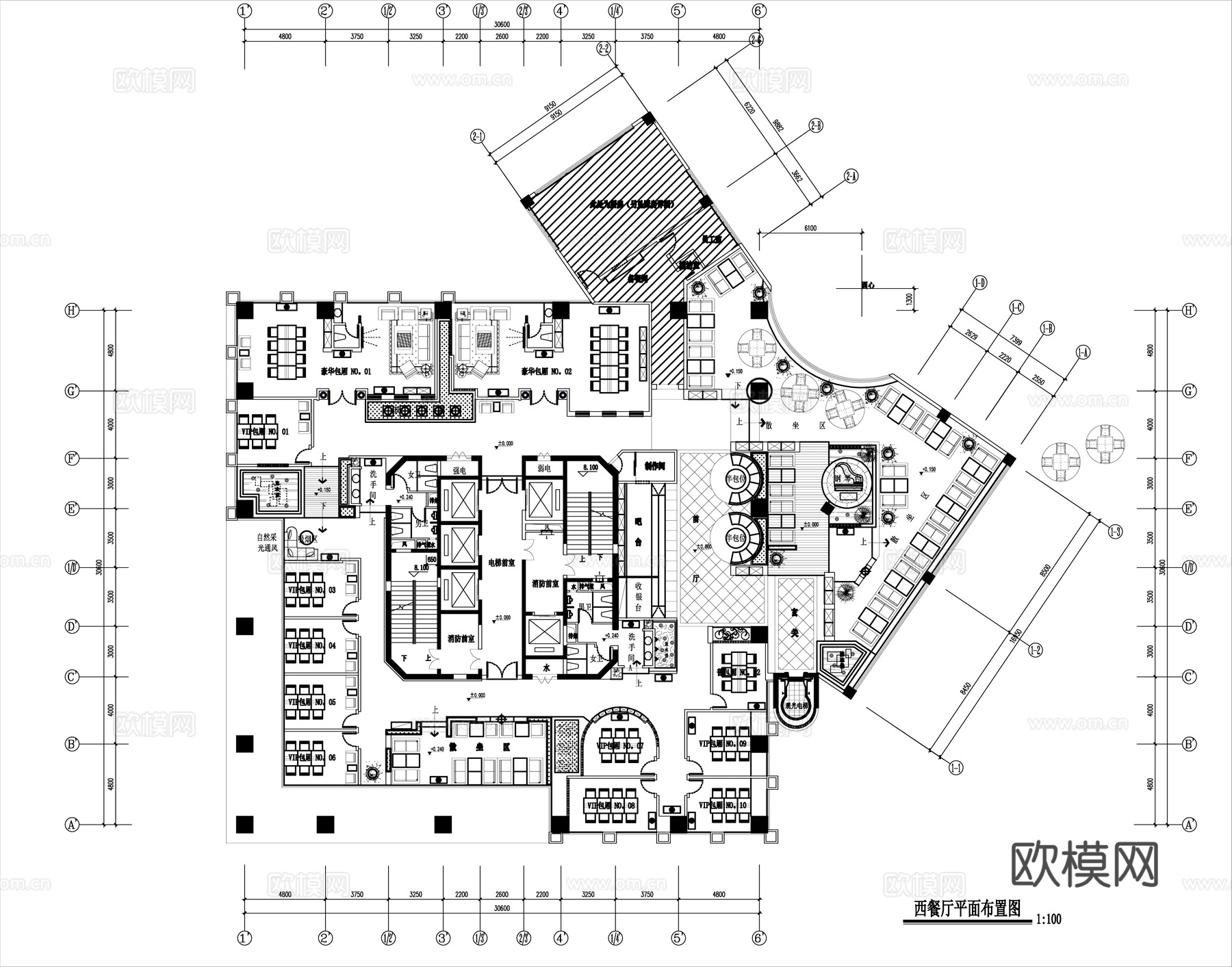 最新全套 西餐厅 施工图合集cad施工图