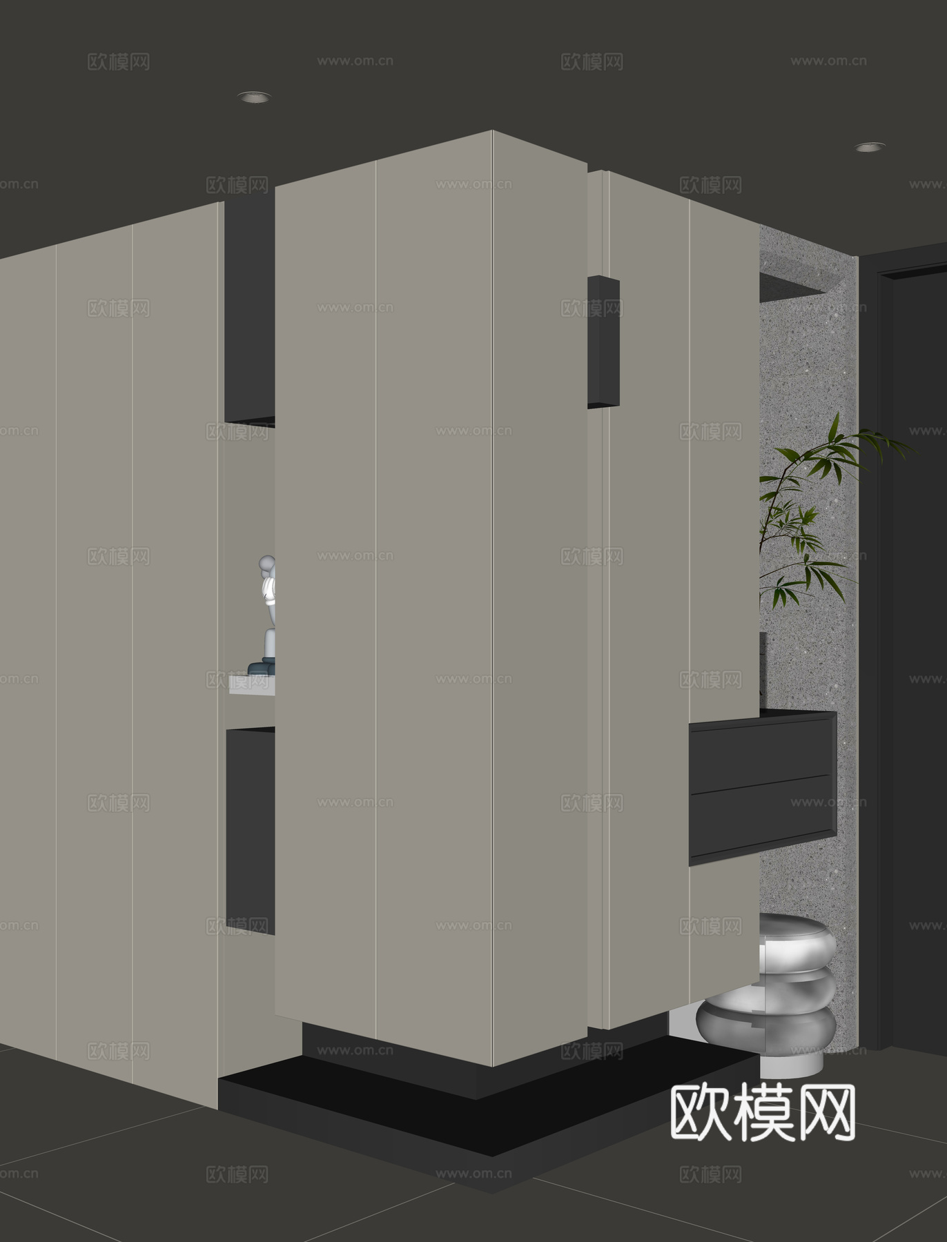 现代入户转角鞋柜su模型