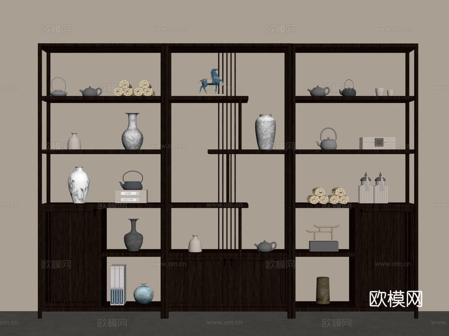 新中式博古架 法式博古架su模型