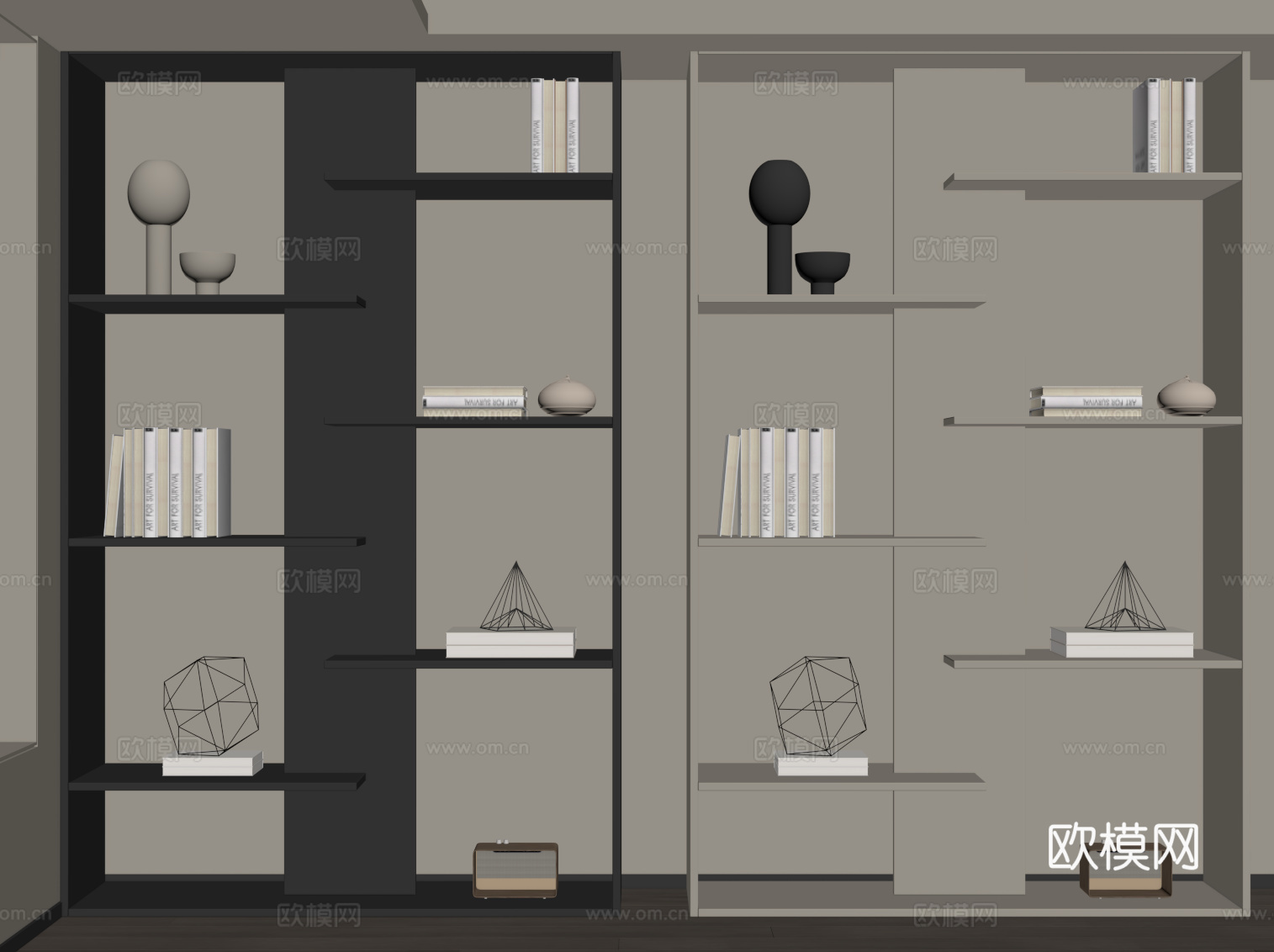 现代书架 置物架su模型