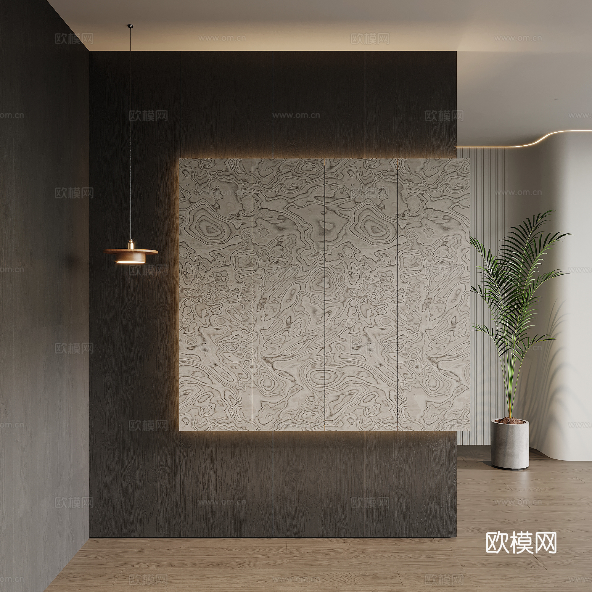 现代意式玄关隔断 背景墙su模型