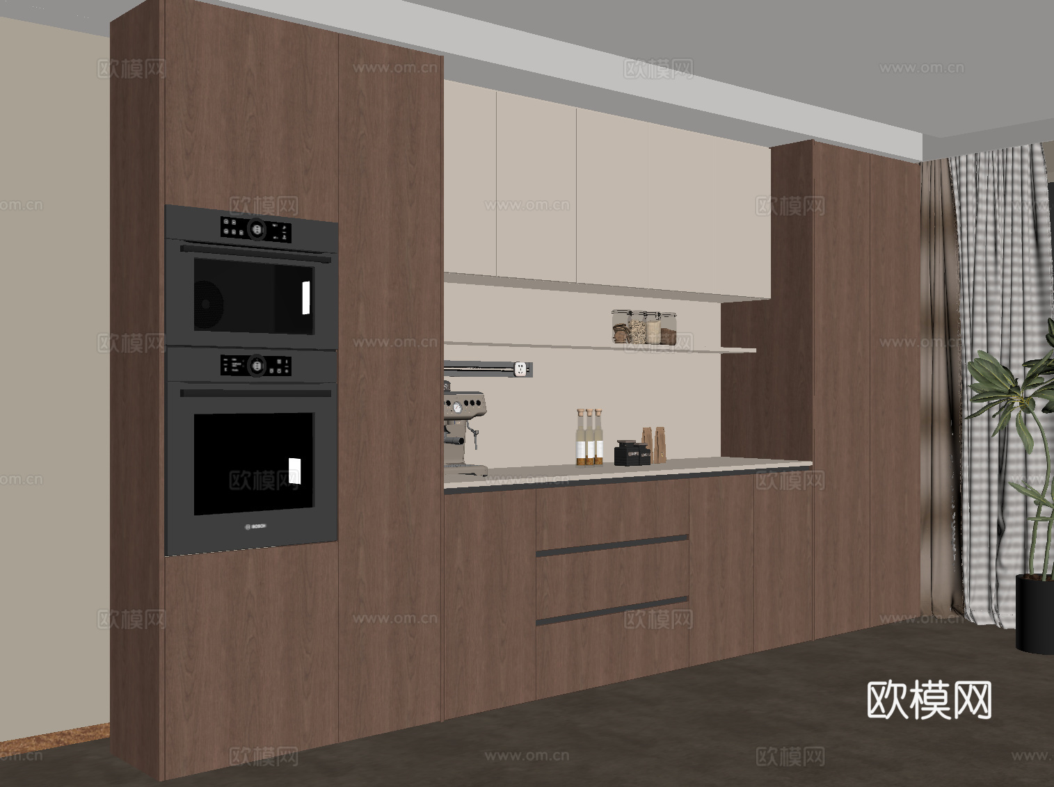 中古风餐边柜su模型