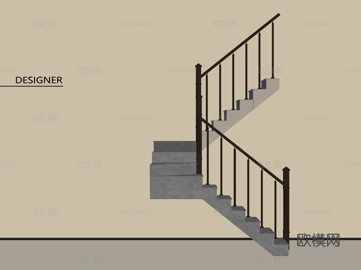 新中式楼梯su模型