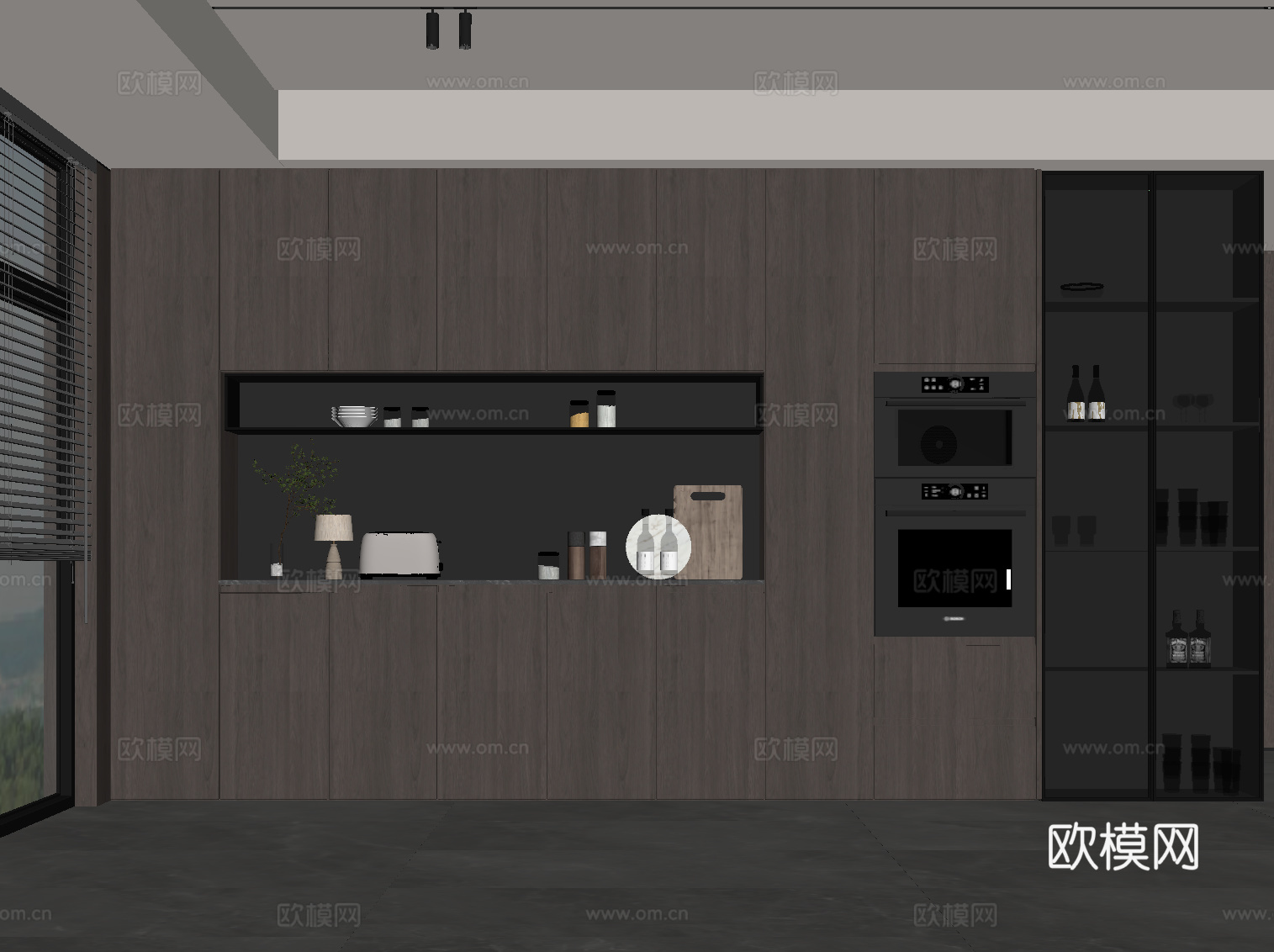 现代意式酒柜 餐边柜su模型