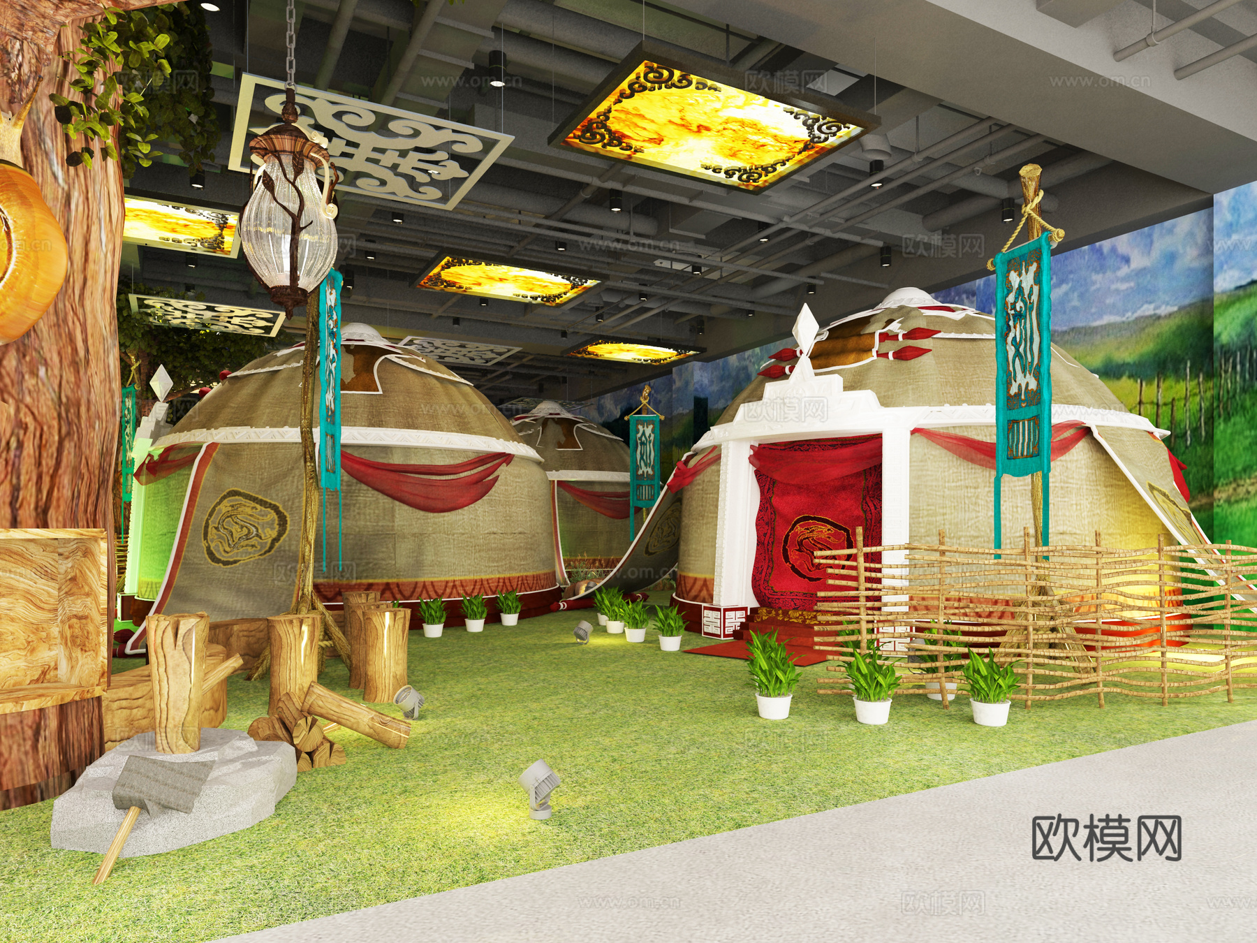 蒙古风格餐厅3d模型