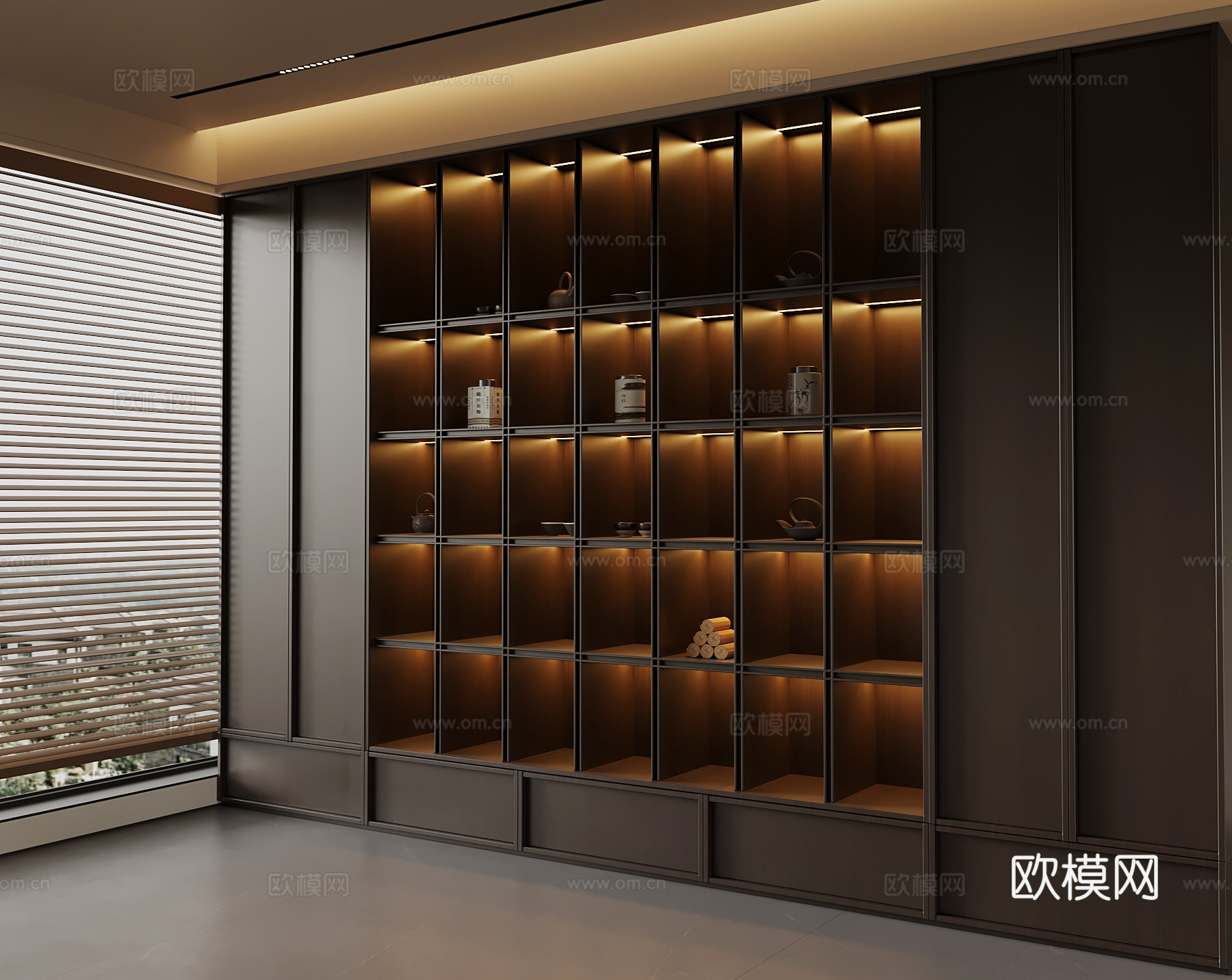 新中式茶柜3d模型下载