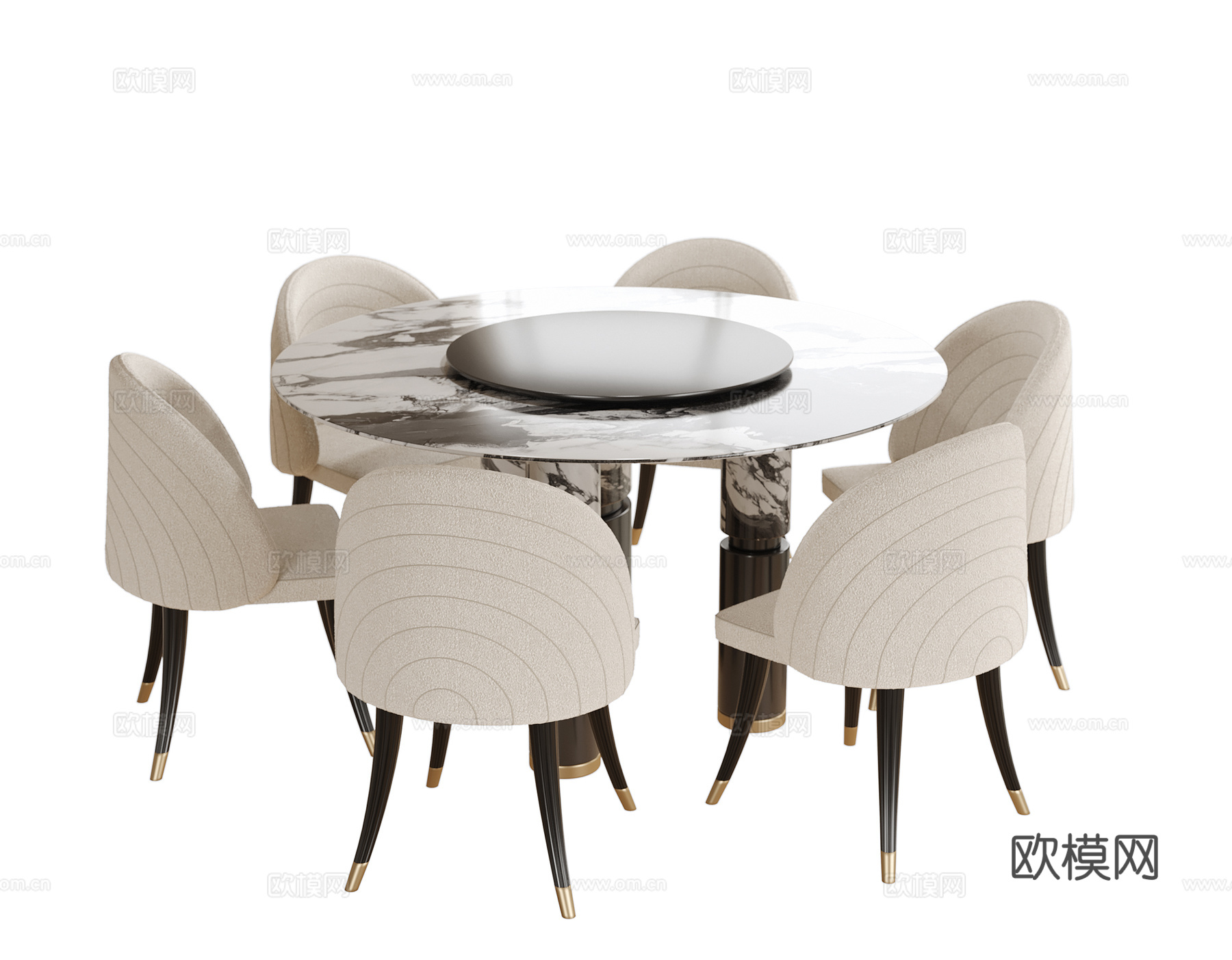 现代餐桌椅组合 餐椅 餐桌su模型