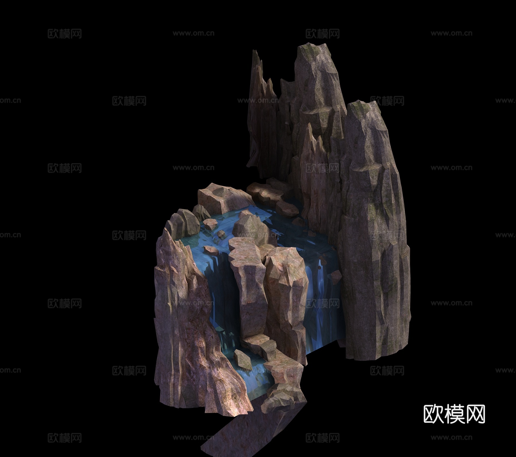 其它山瀑布石头悬崖3d模型下载