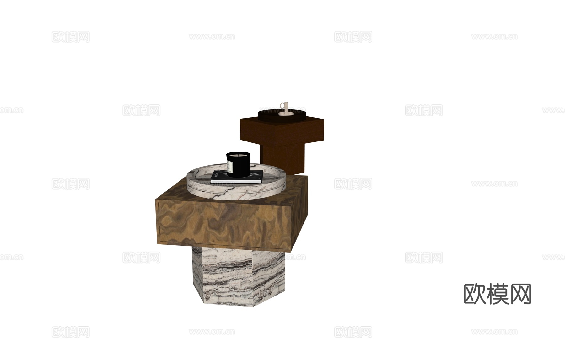 轻奢床头柜角几边几su模型