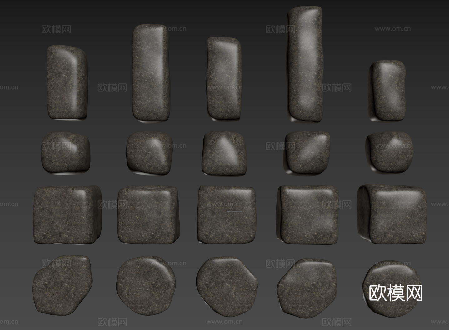 现代石头石块 景观石 岩石 碎石 石头组合su模型