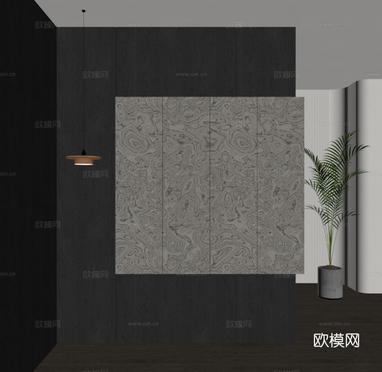 现代意式玄关隔断 背景墙su模型