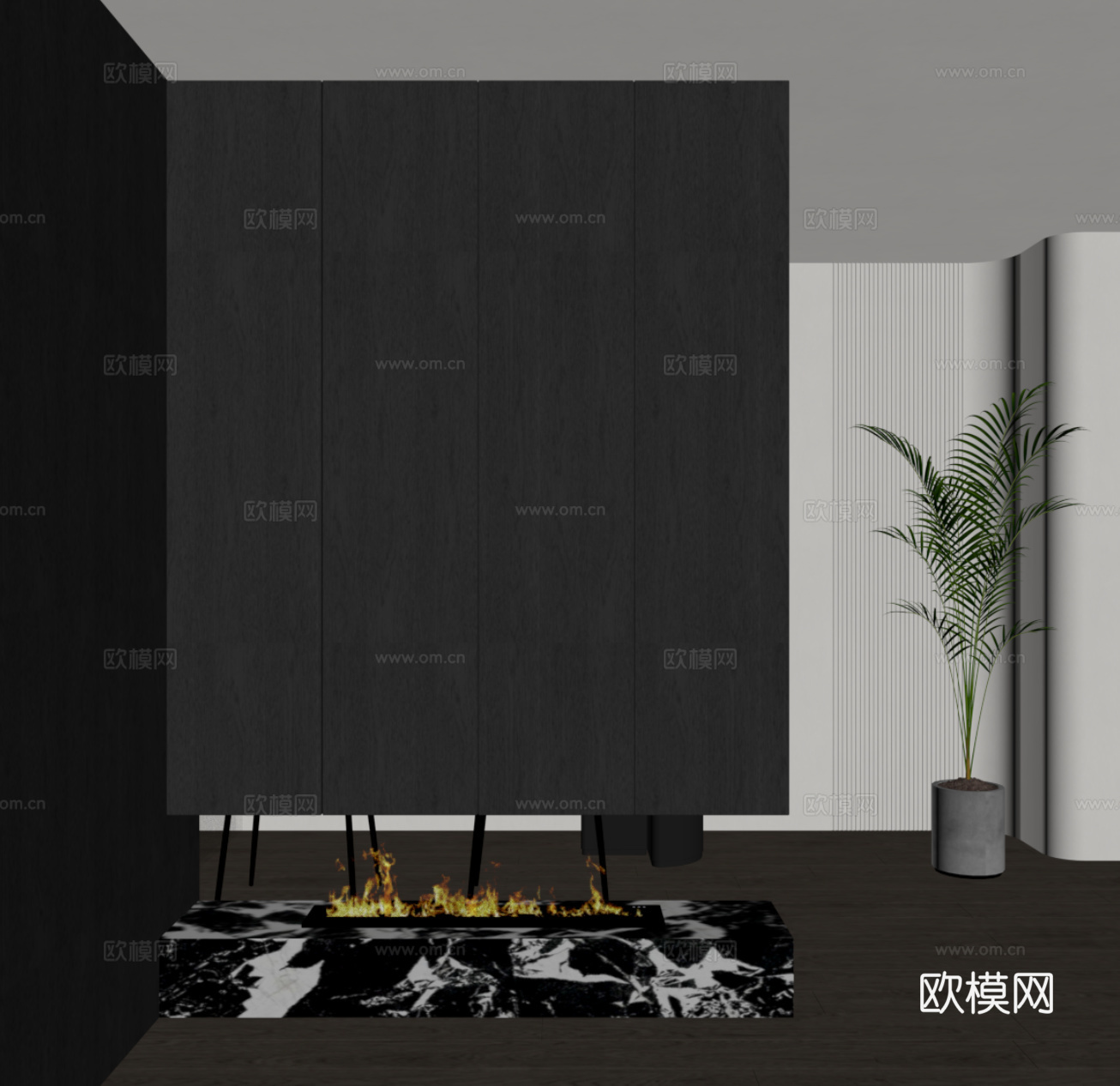 现代意式玄关隔断 入户鞋柜su模型