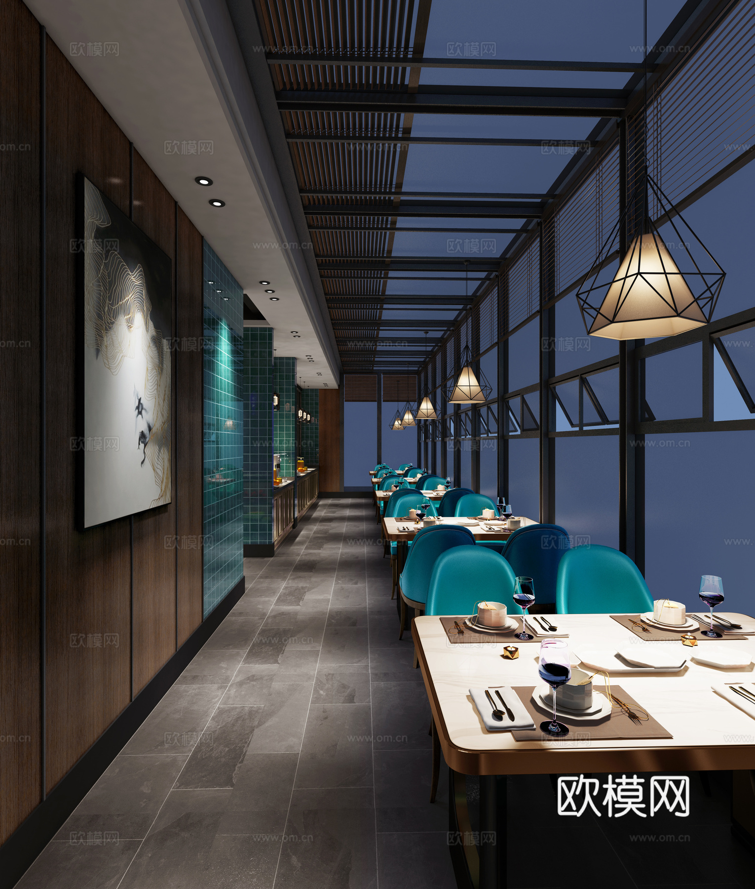 北欧工业湘菜馆3d模型下载