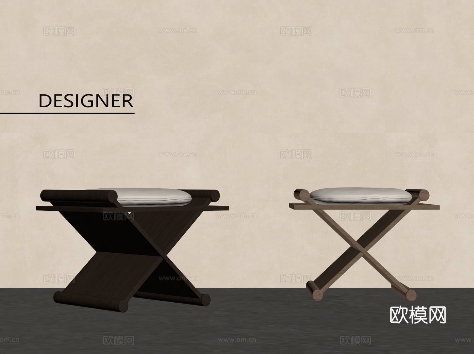 新中式沙发凳 换鞋凳su模型