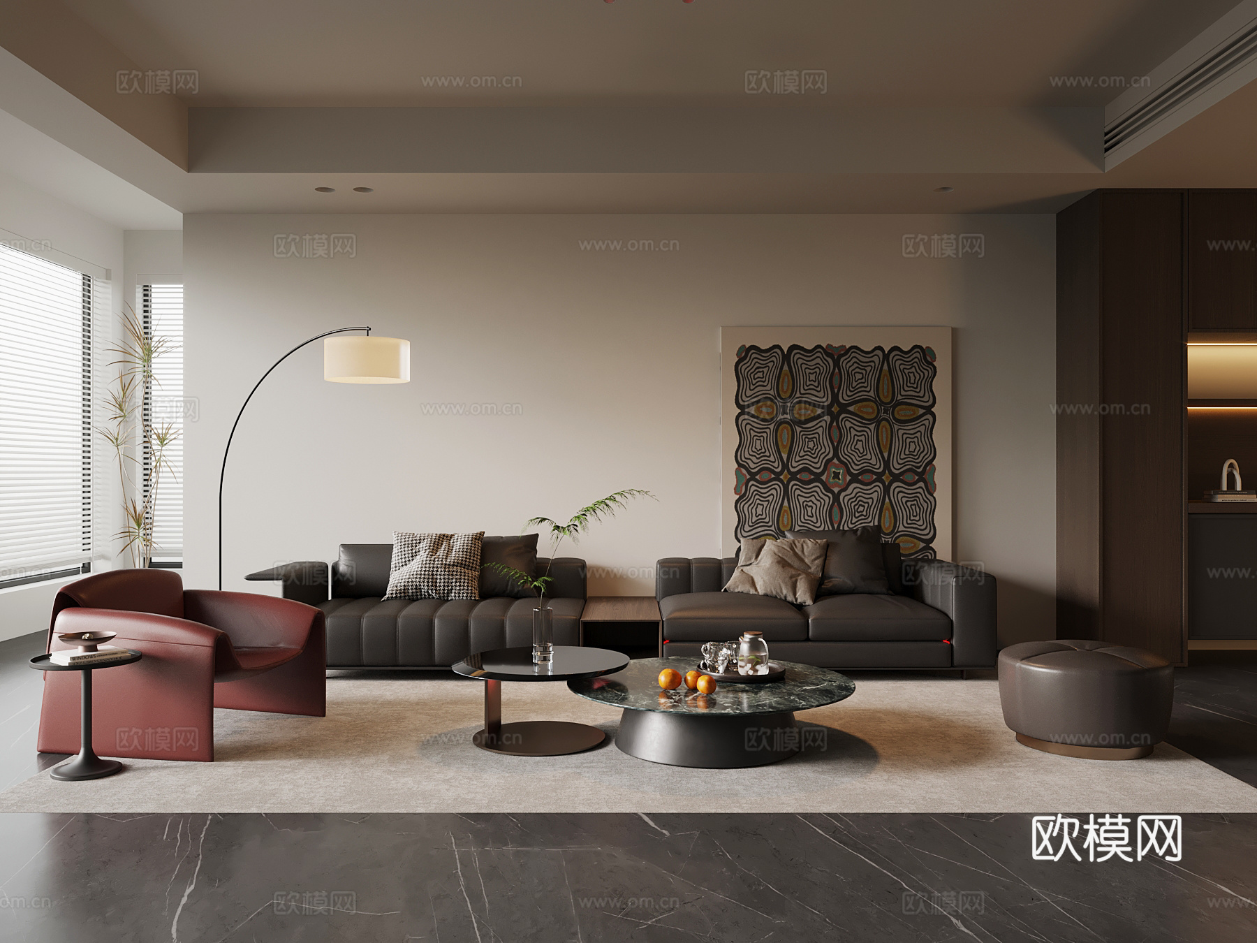 现代客厅 意式客厅su模型
