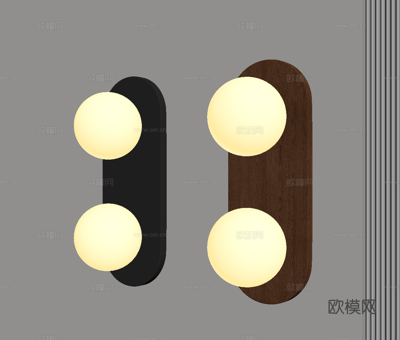现代中古壁灯 球形壁灯su模型