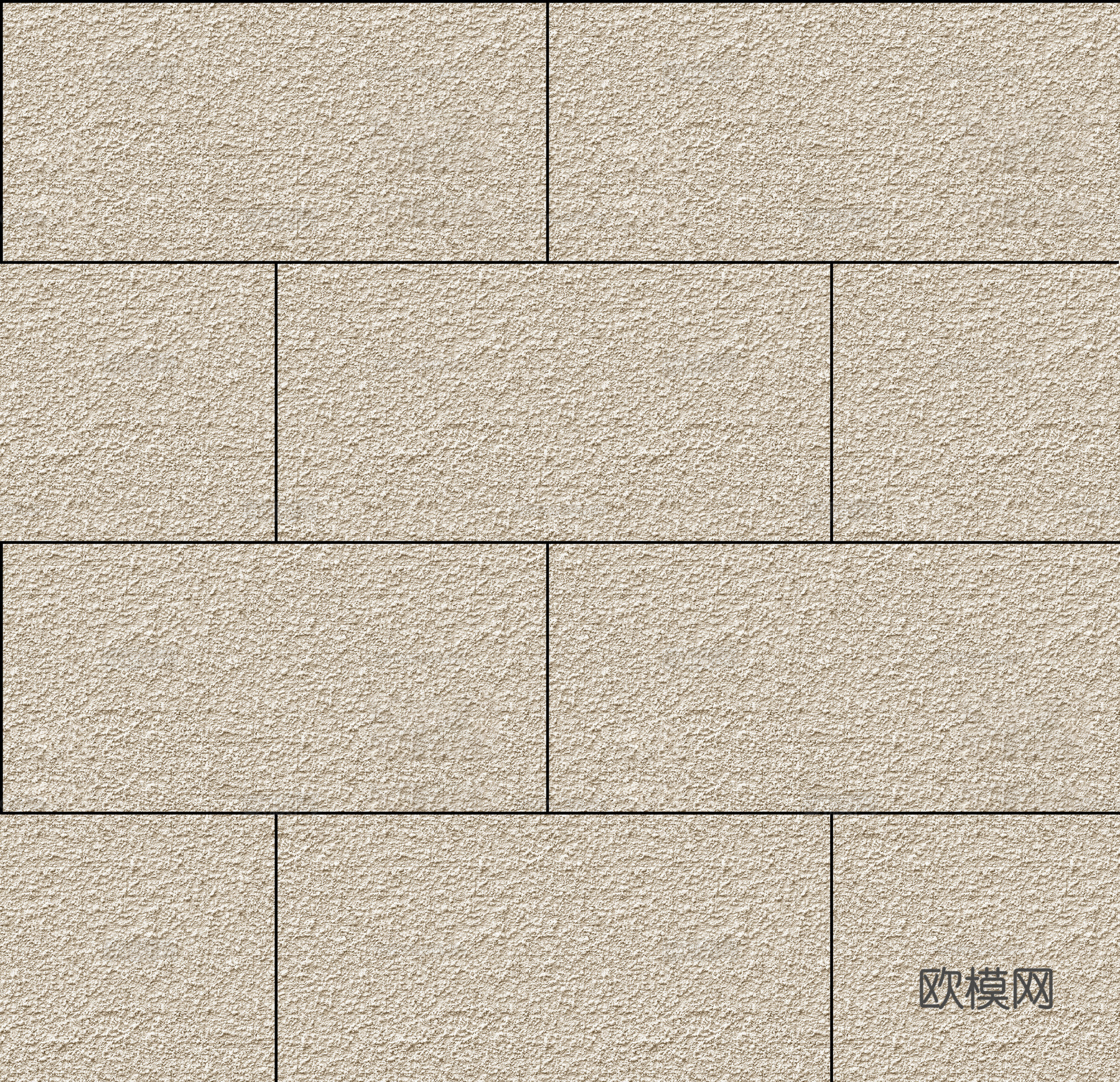 现代无缝工字拼米黄真石漆 外墙漆贴图