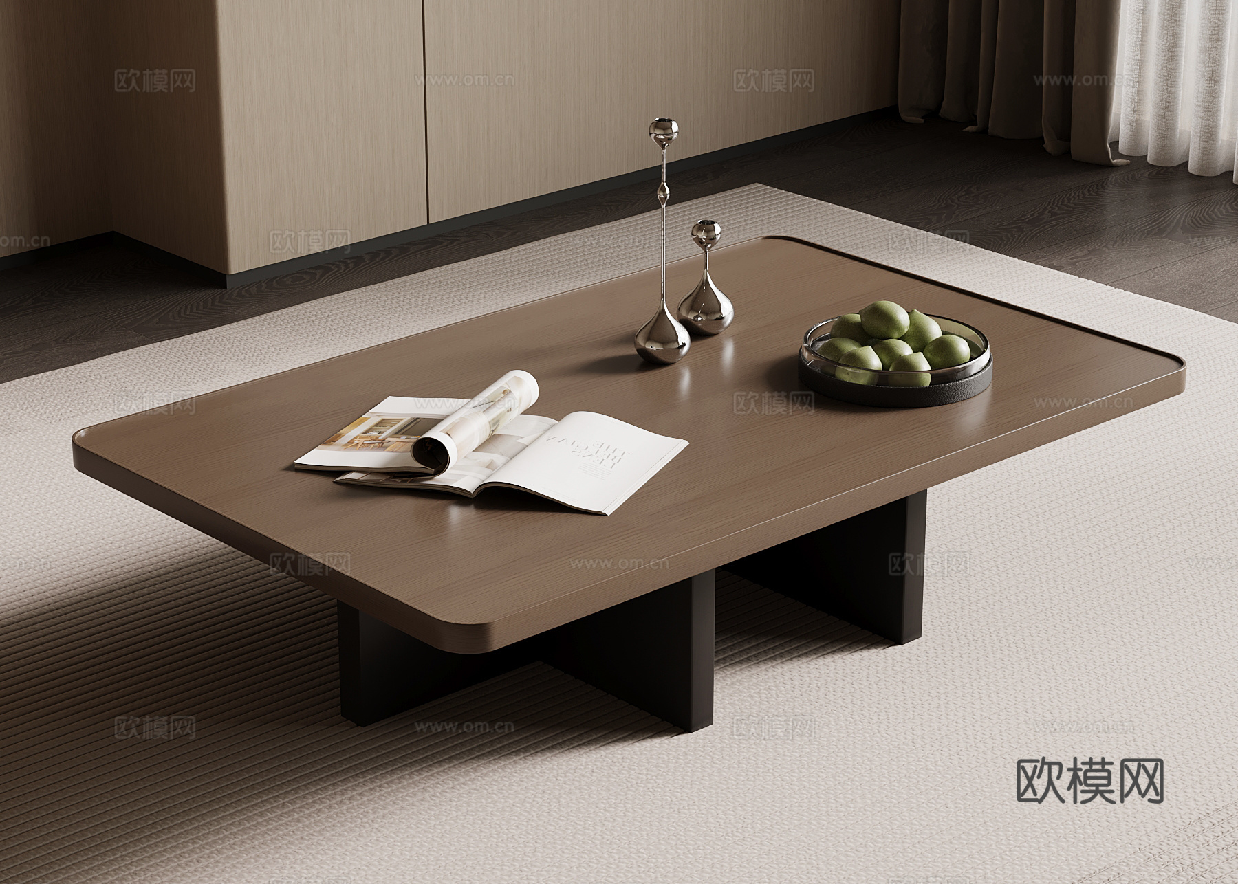 现代意式茶几su模型下载（渲染图1）