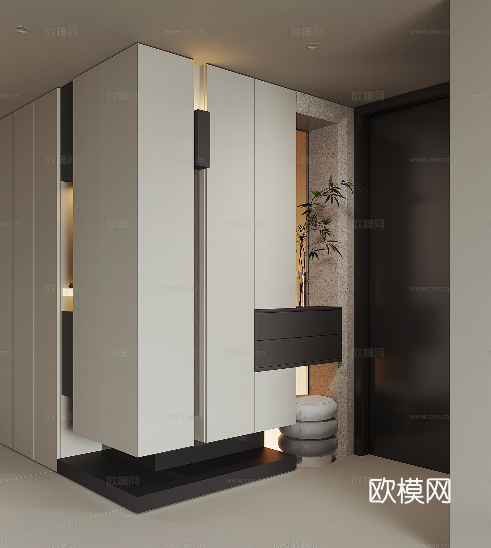 现代入户转角鞋柜su模型