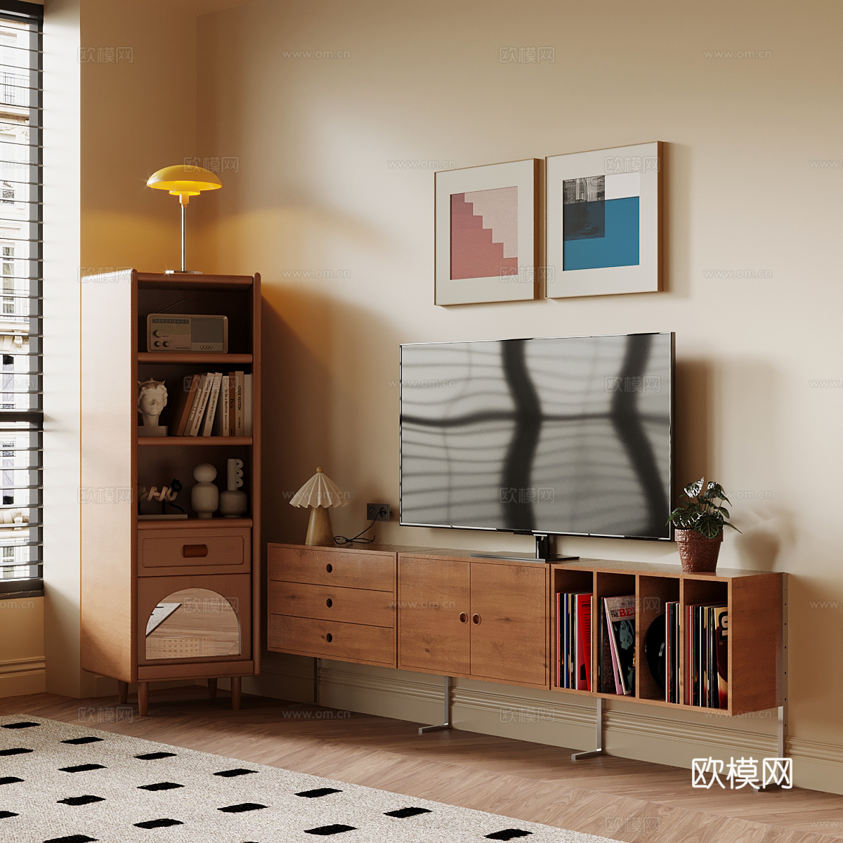 中古风电视柜 角柜3d模型下载