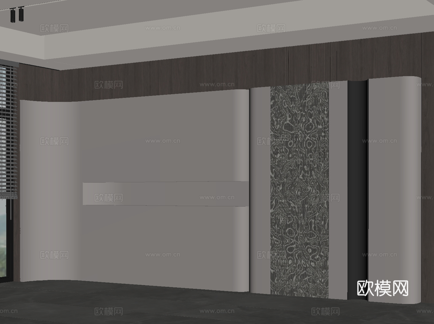 现代意式背景墙su模型