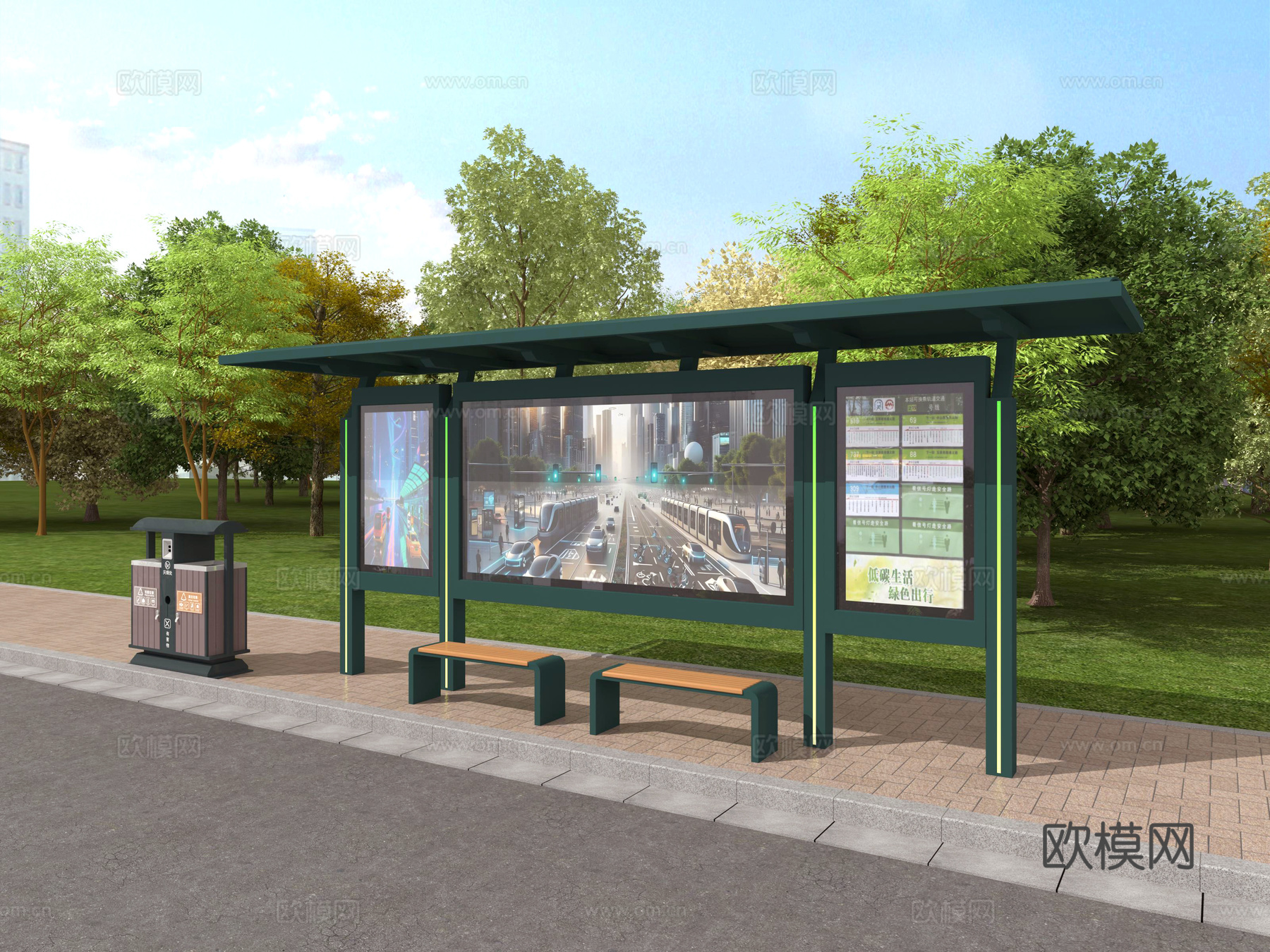 公交站 公交站牌  公交站台  道路设施su模型