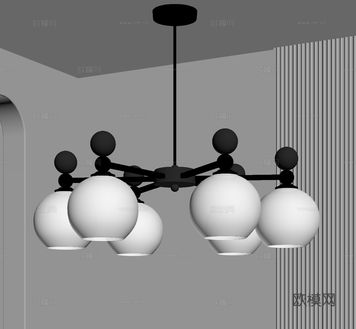 现代吊灯 多头吊灯su模型