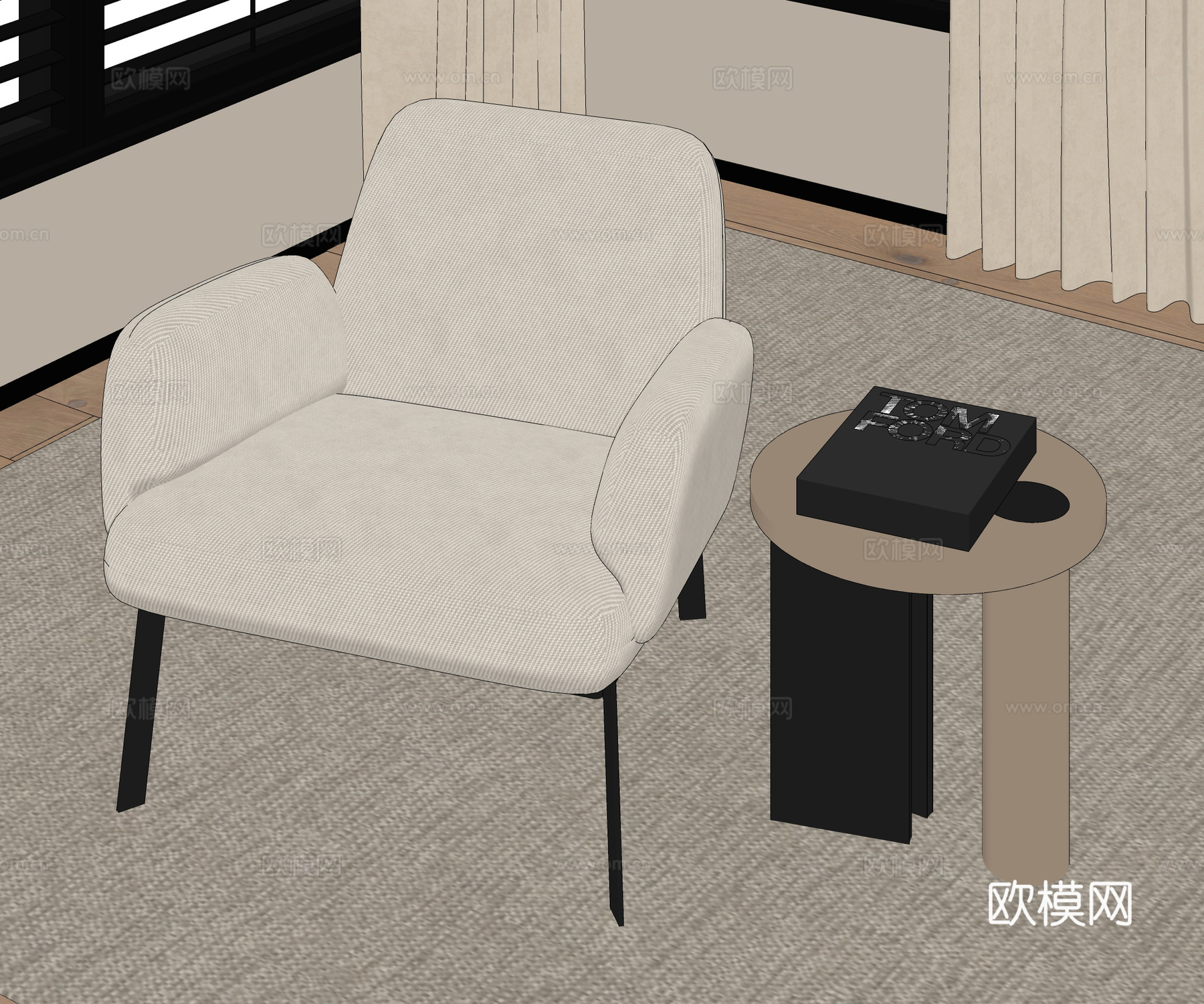 现代休闲椅su模型