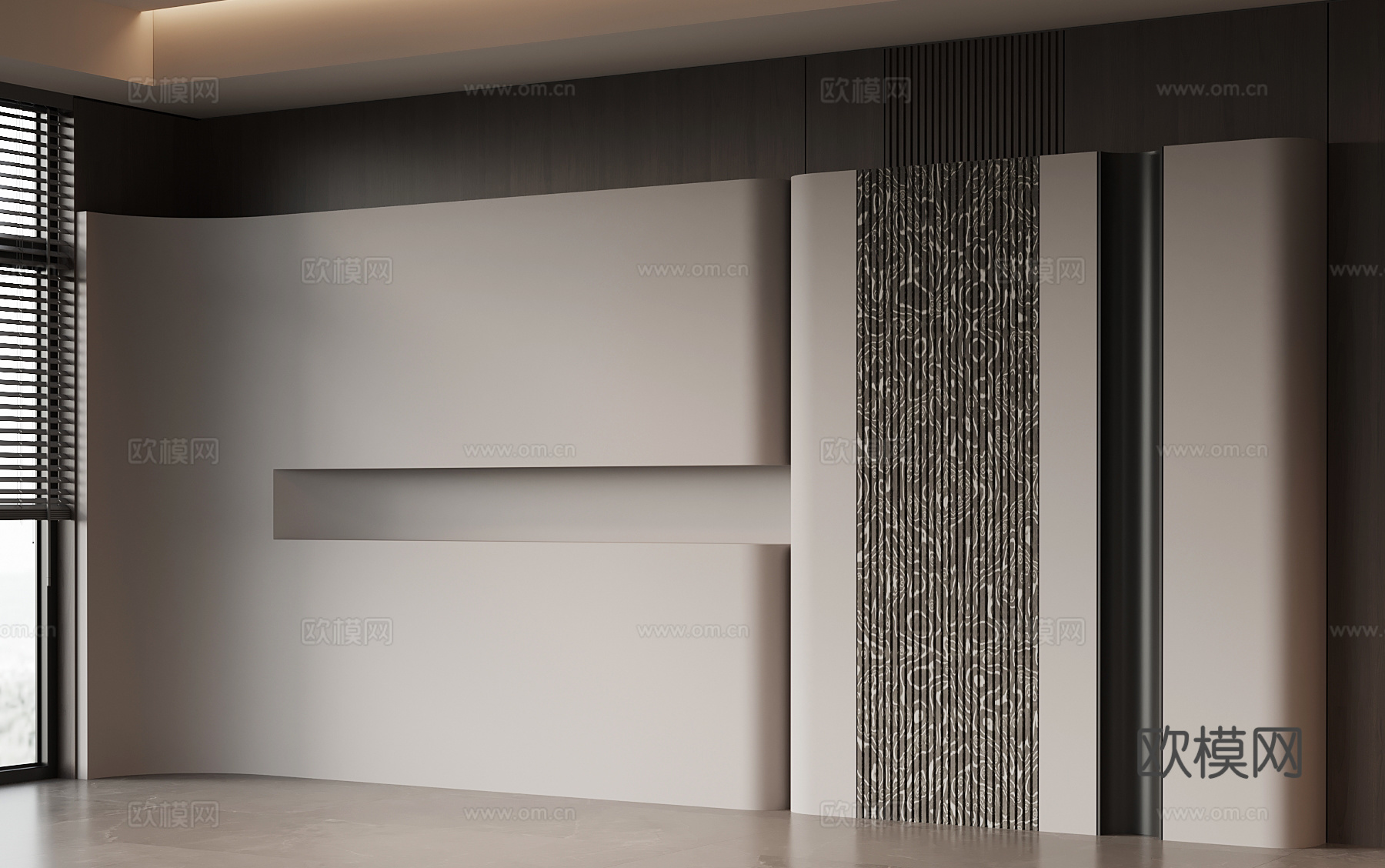 现代意式背景墙su模型