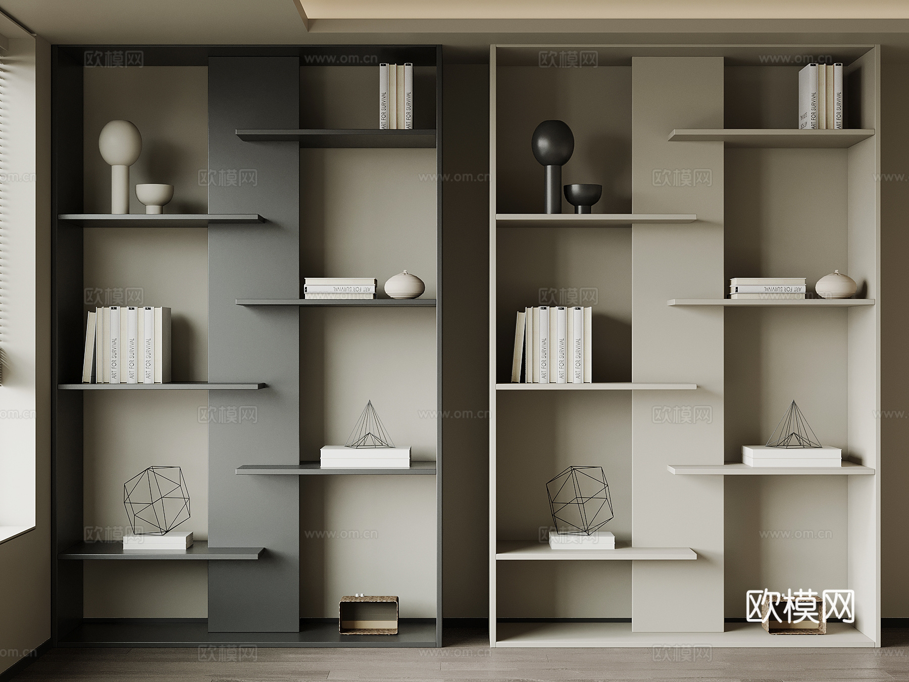 现代书架 置物架su模型