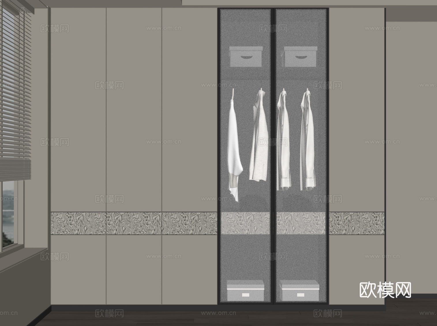 现代衣柜 成品衣柜su模型