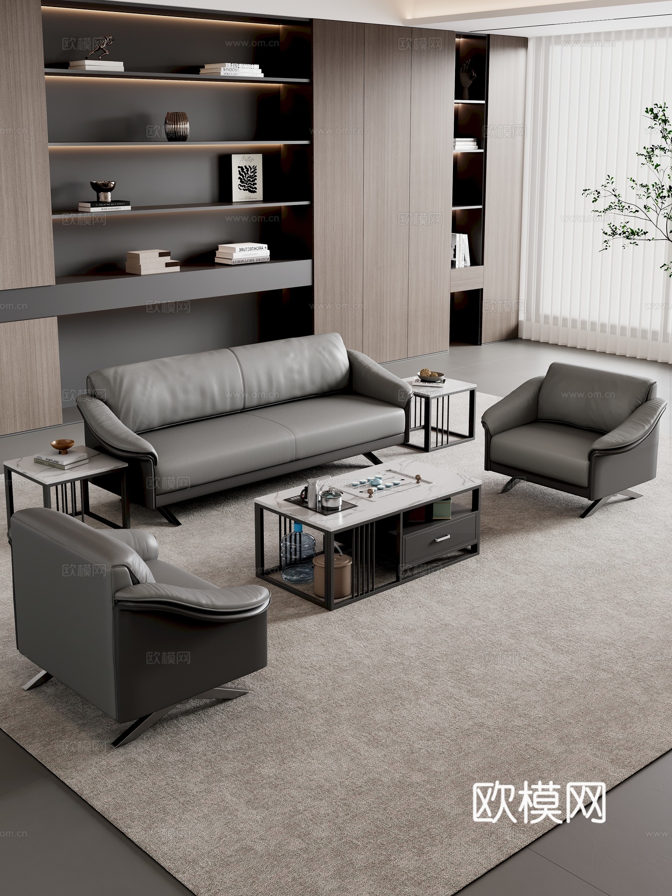 现代办公沙发 办公沙发茶几组合 办公室沙发 接待区沙发3d模型下载
