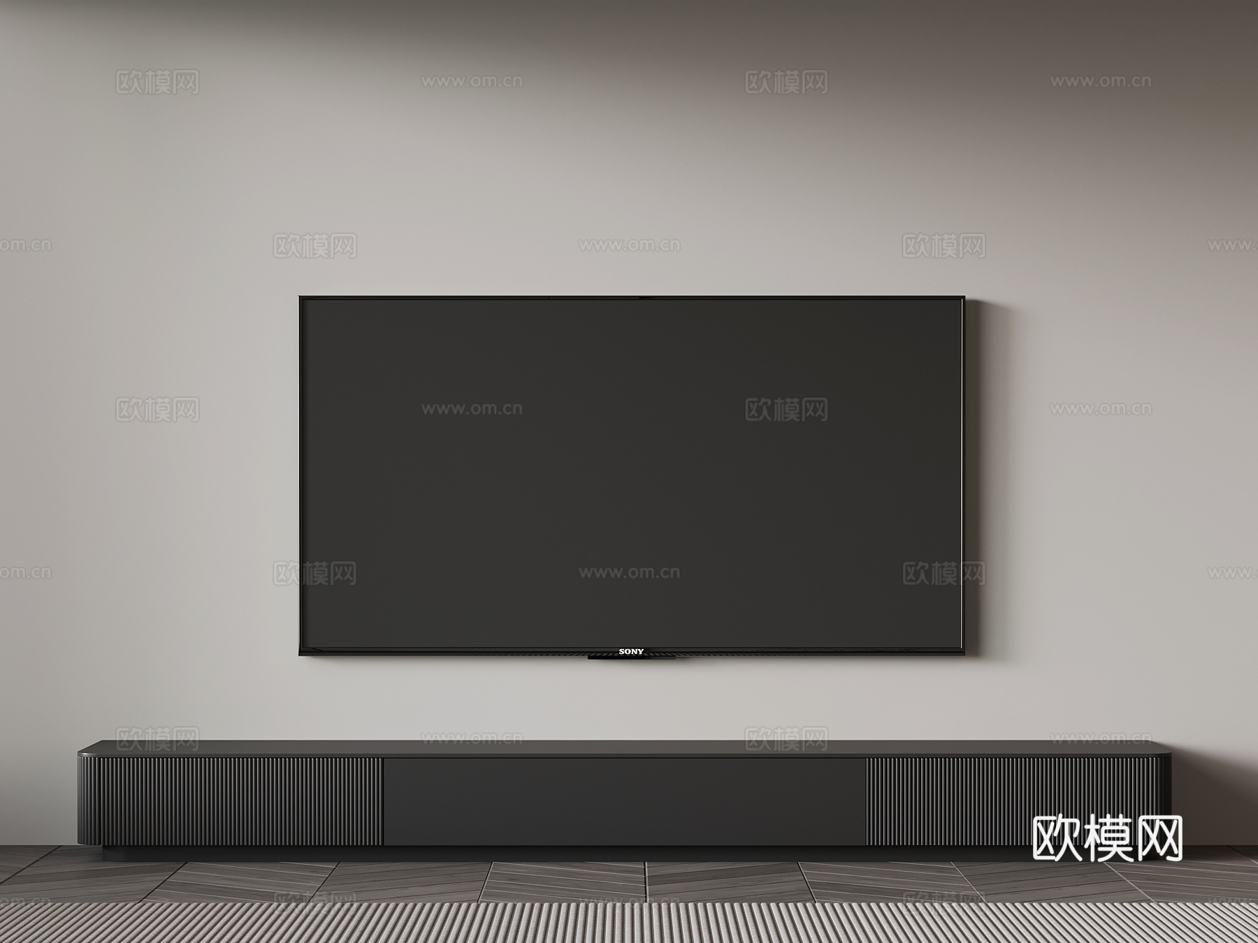 现代意式电视柜3d模型下载