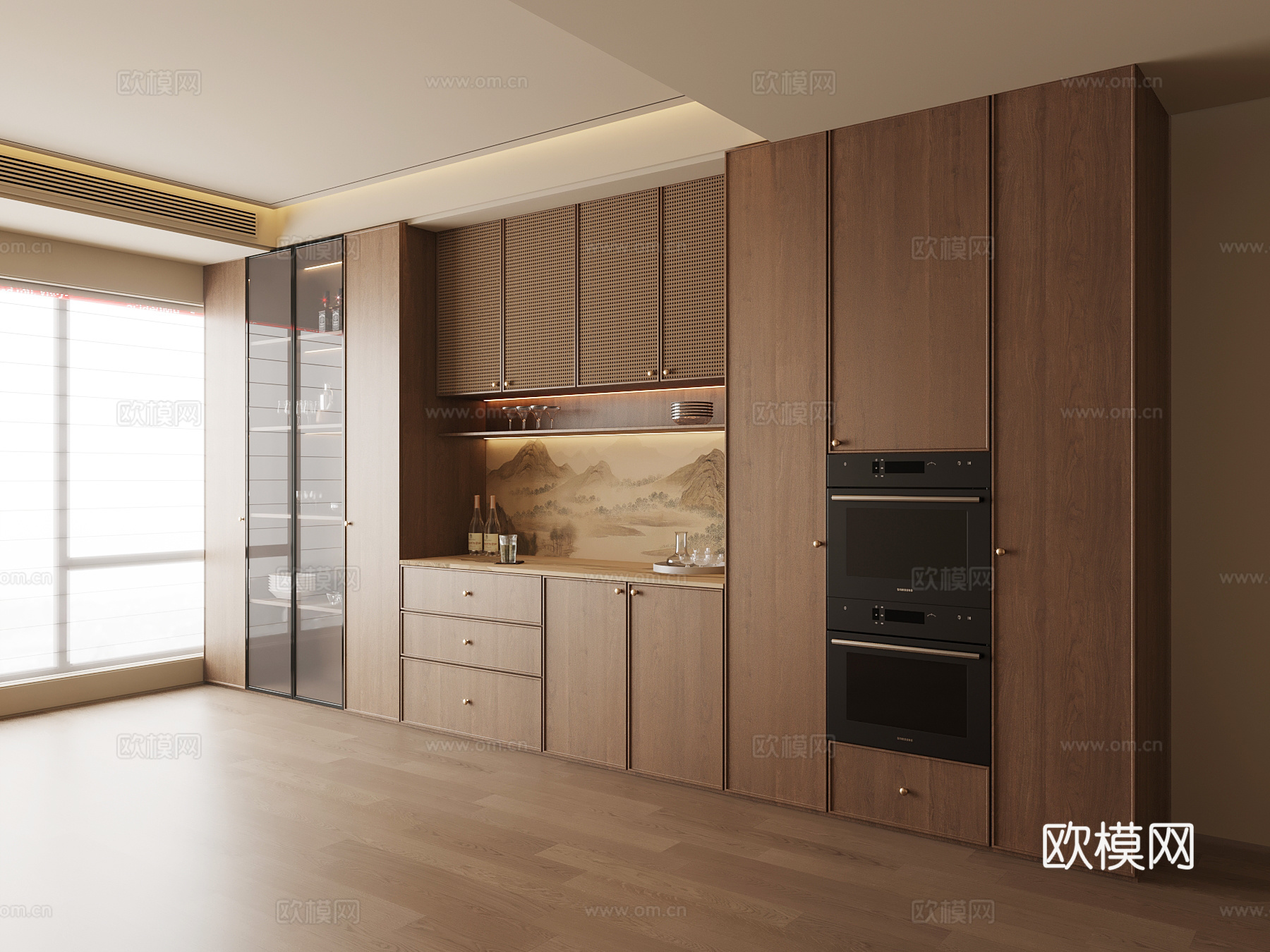 中古风餐边柜su模型