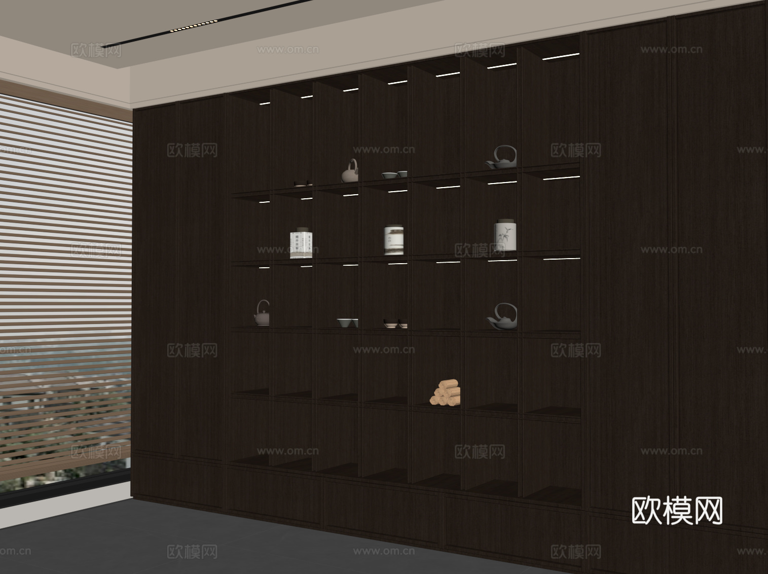 新中式茶柜su模型