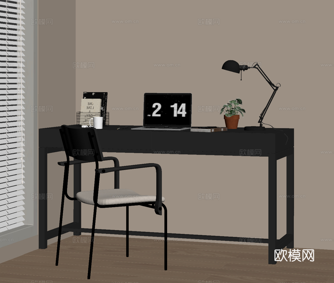 现代意式书桌椅su模型