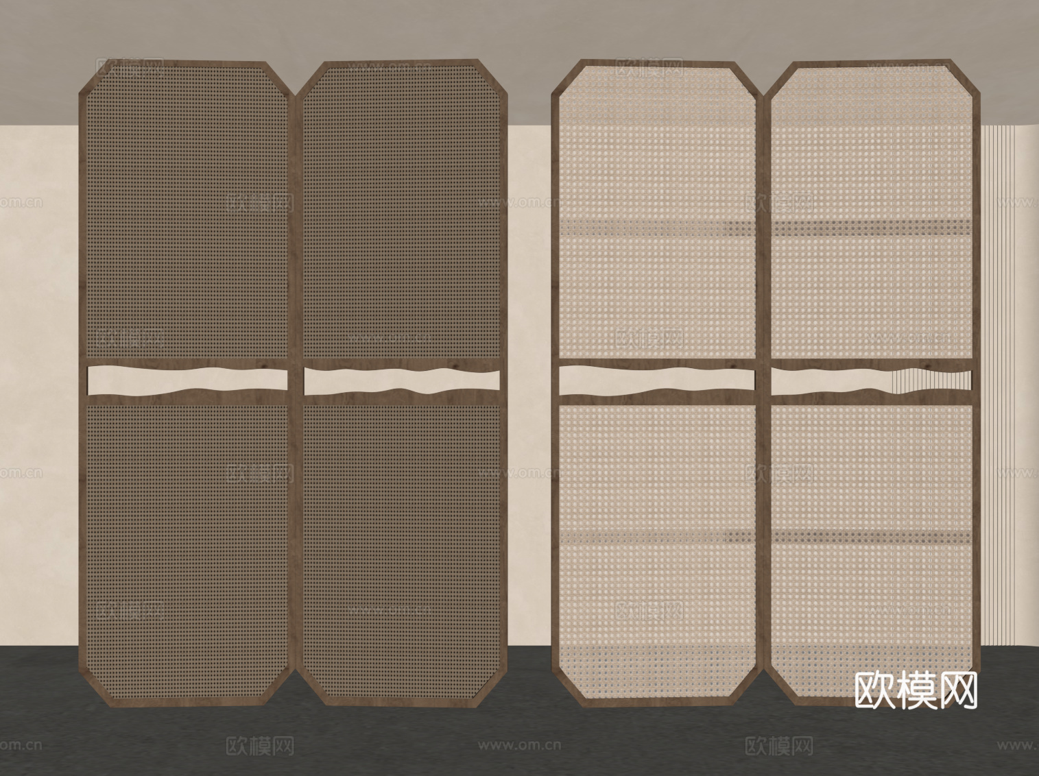 现代中古风隔断 屏风su模型