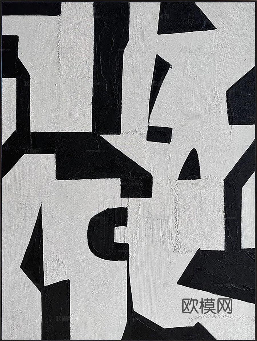 侘寂简约抽象挂画 艺术挂画 肌理画 黑白艺术画贴图