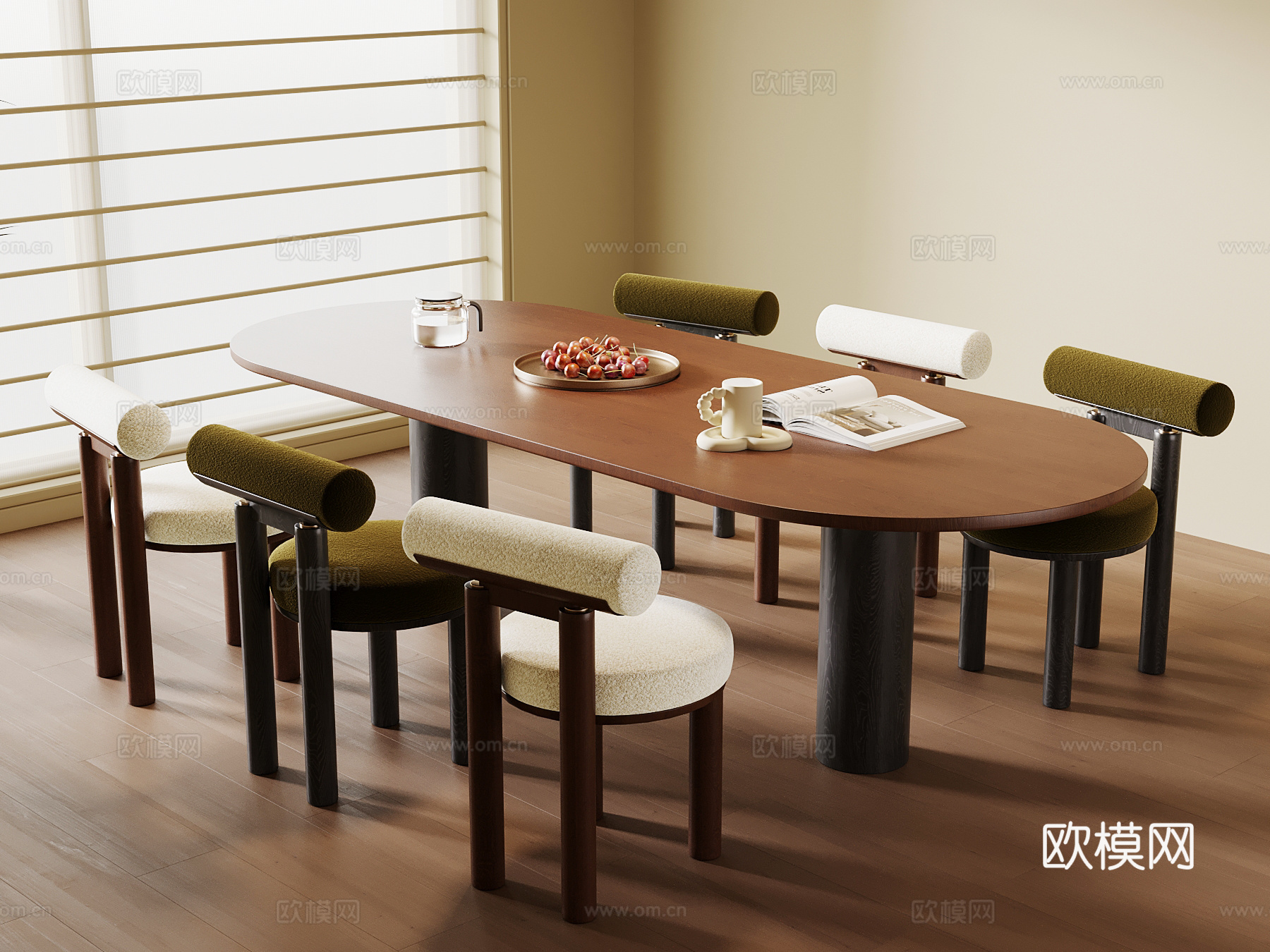 法式中古餐桌椅su模型