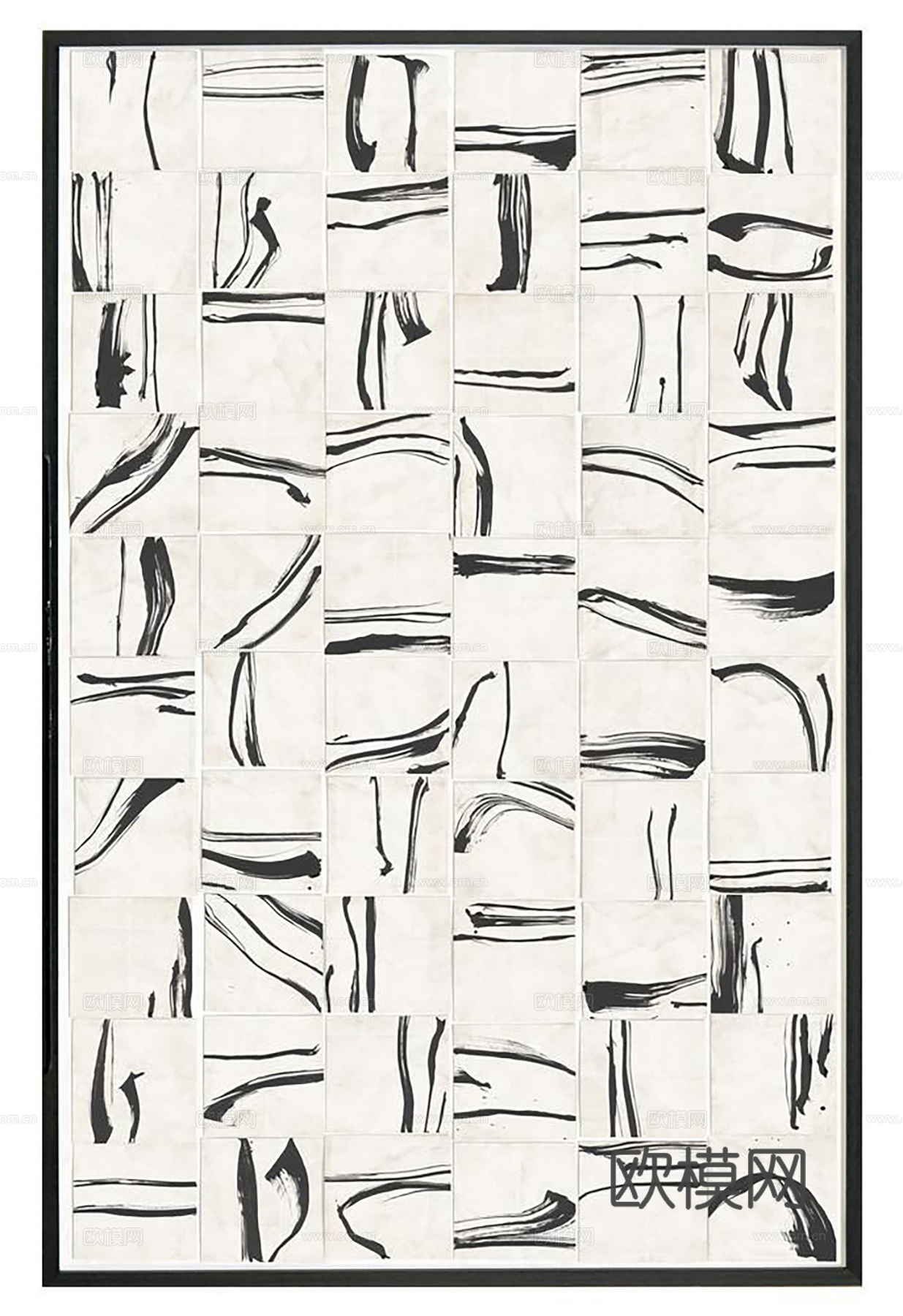 现代黑白线条挂画贴图
