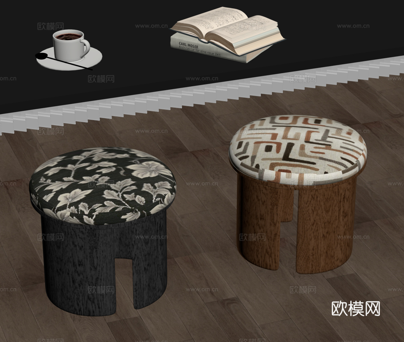 法式中古凳子 换鞋凳 梳妆凳su模型