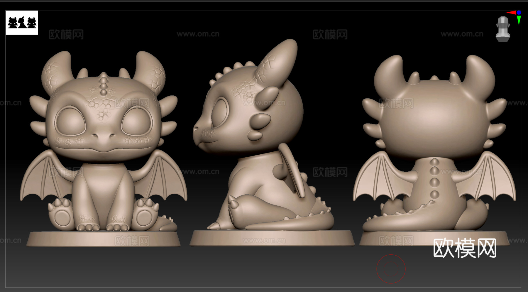 Q版动漫角色手办-3D打印模型-素模定制-可打印打模上色免费3d模型下载（渲染图2）