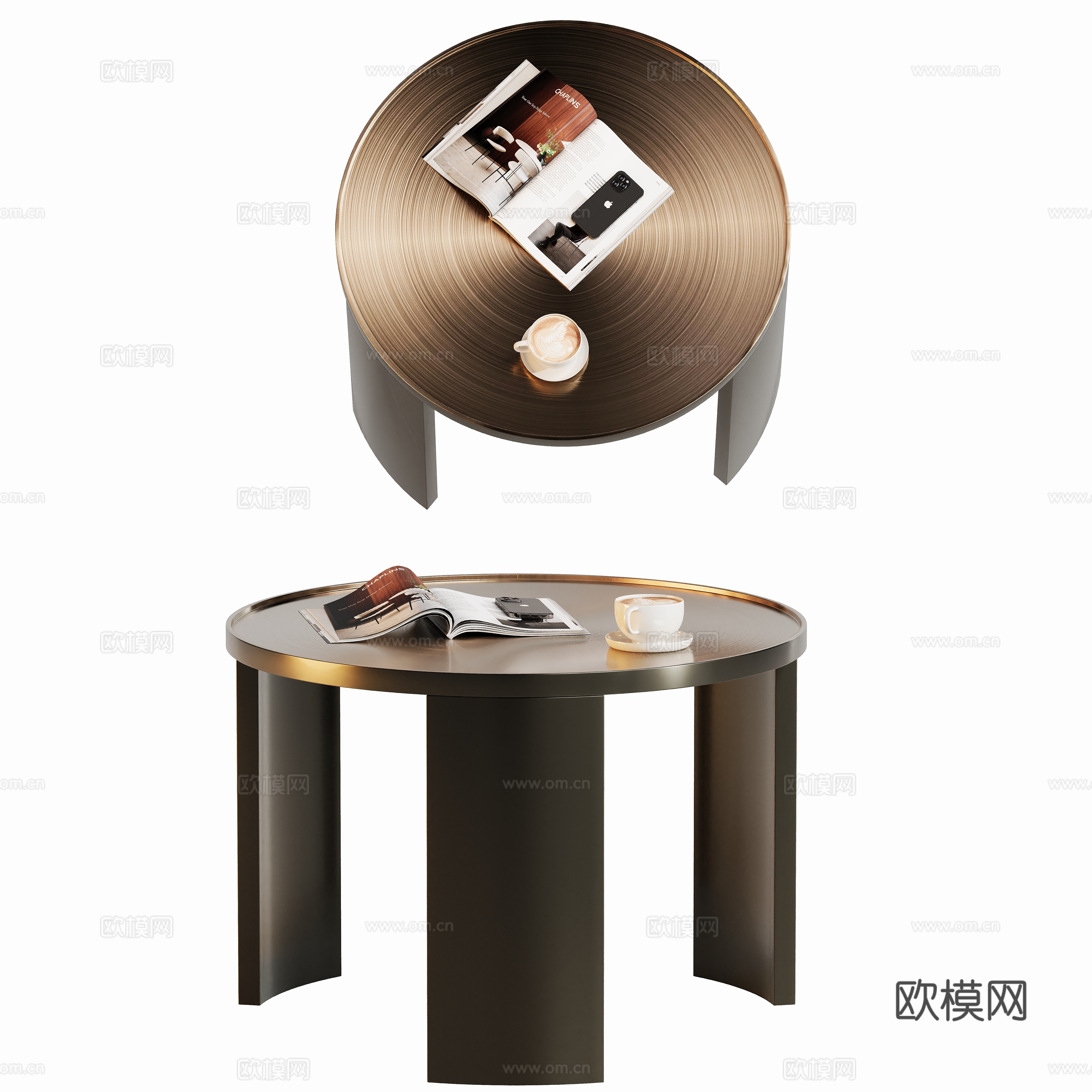 轻奢茶几角几边几圆几su模型