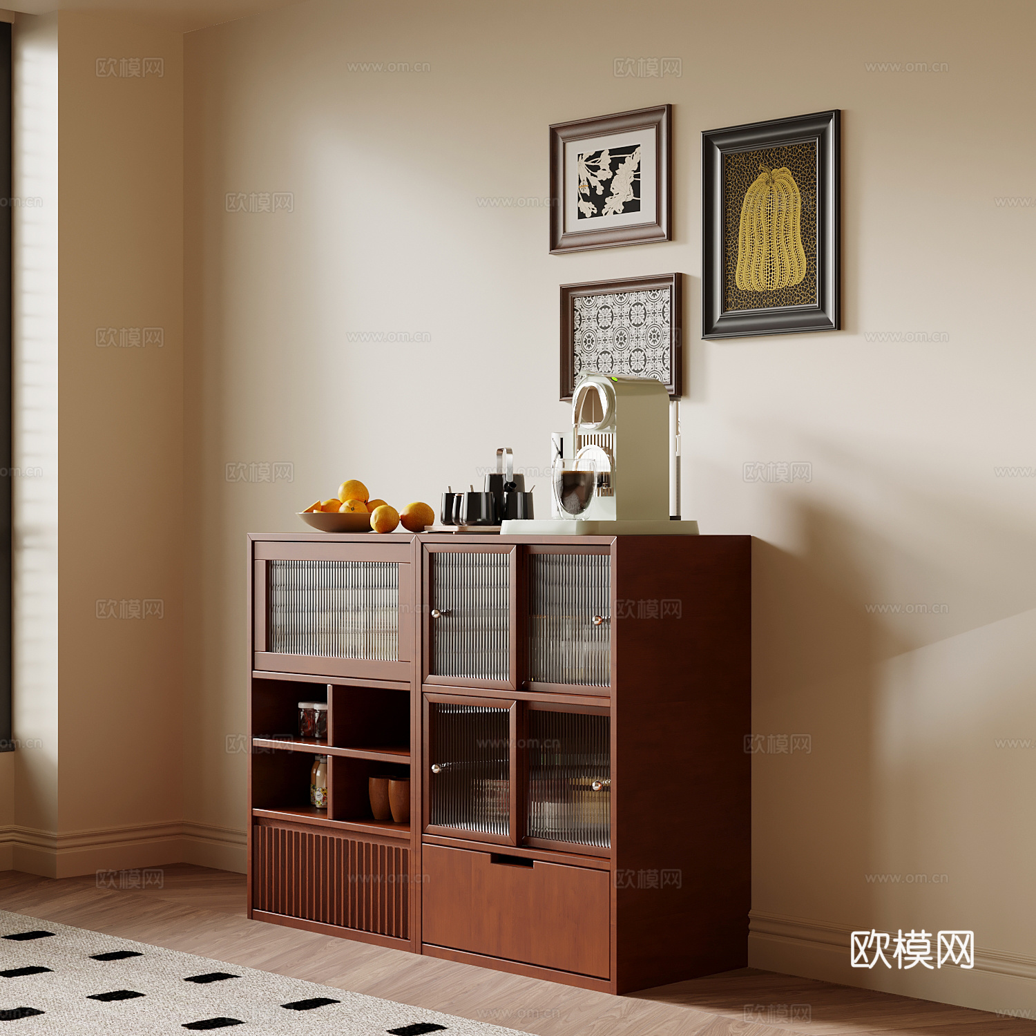 中古风装饰柜su模型