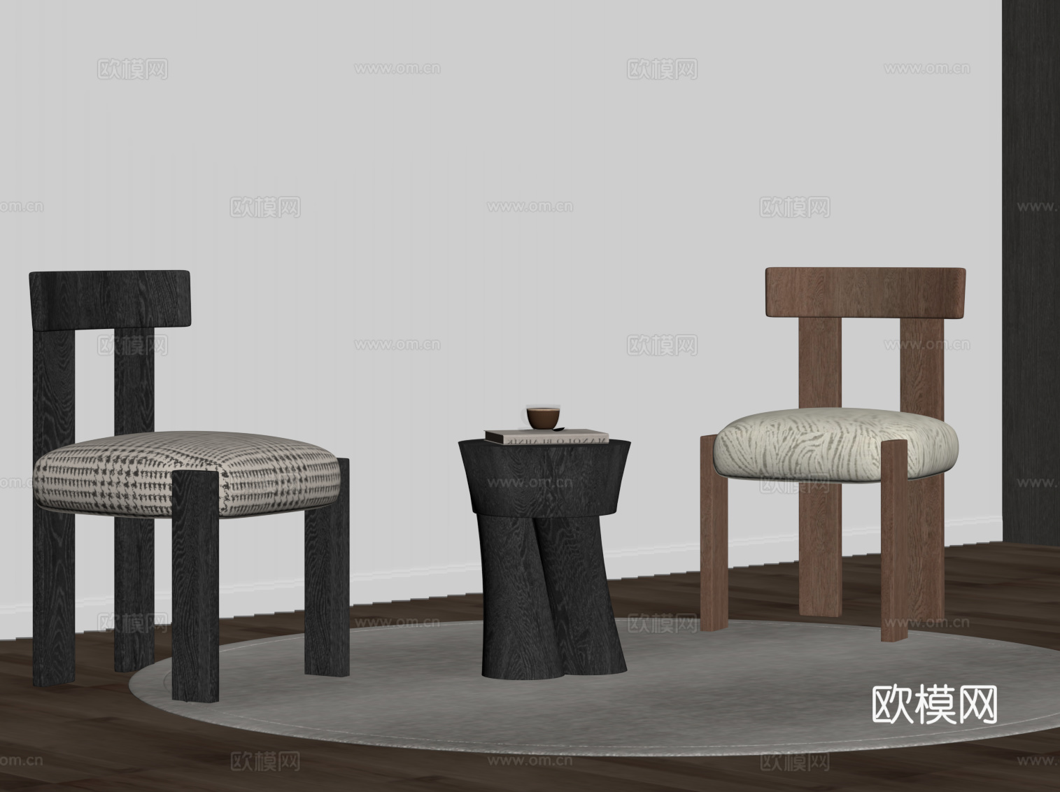 法式中古风休闲椅 餐椅 边几su模型