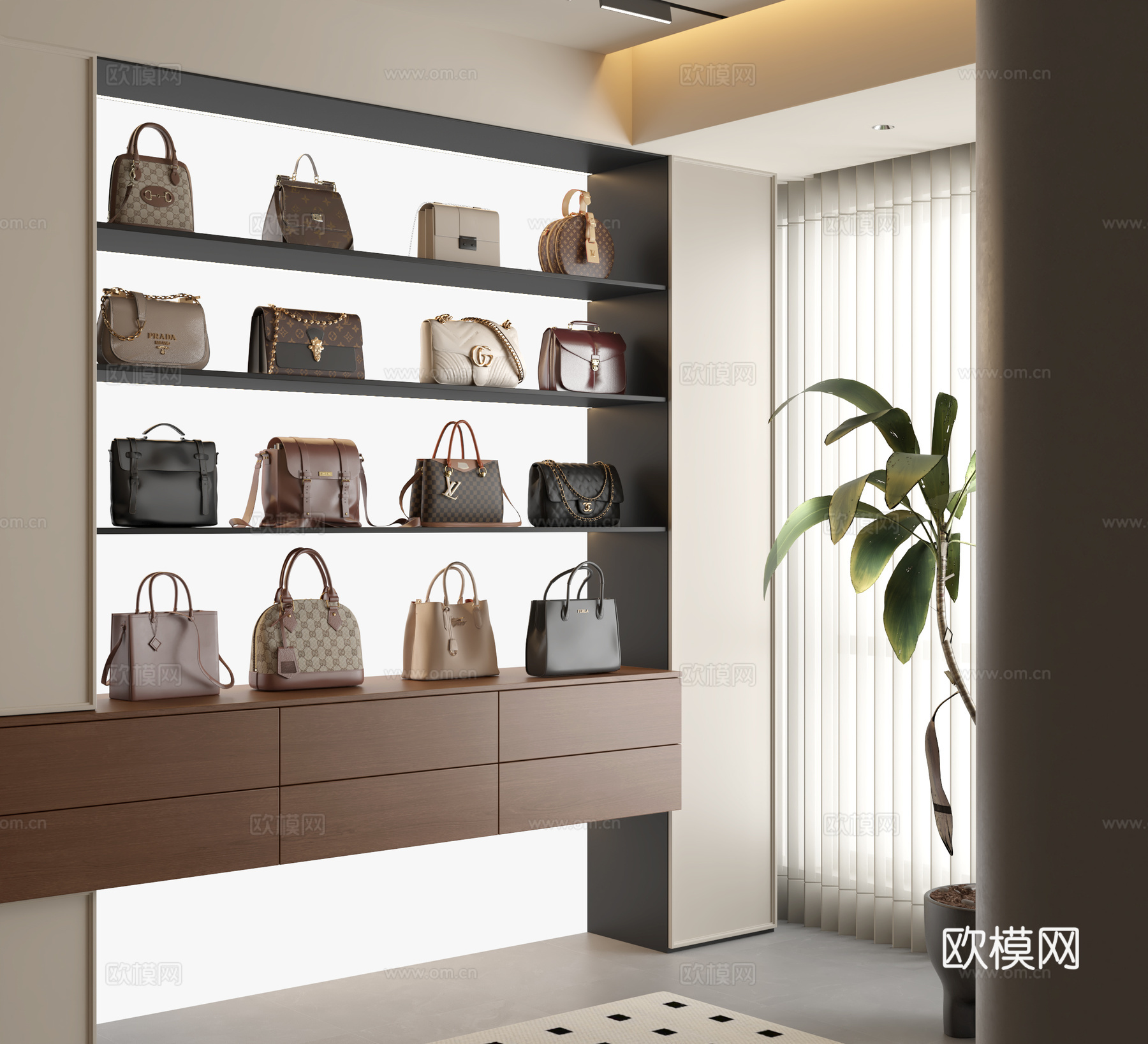 包包 包柜 衣帽柜 包su模型