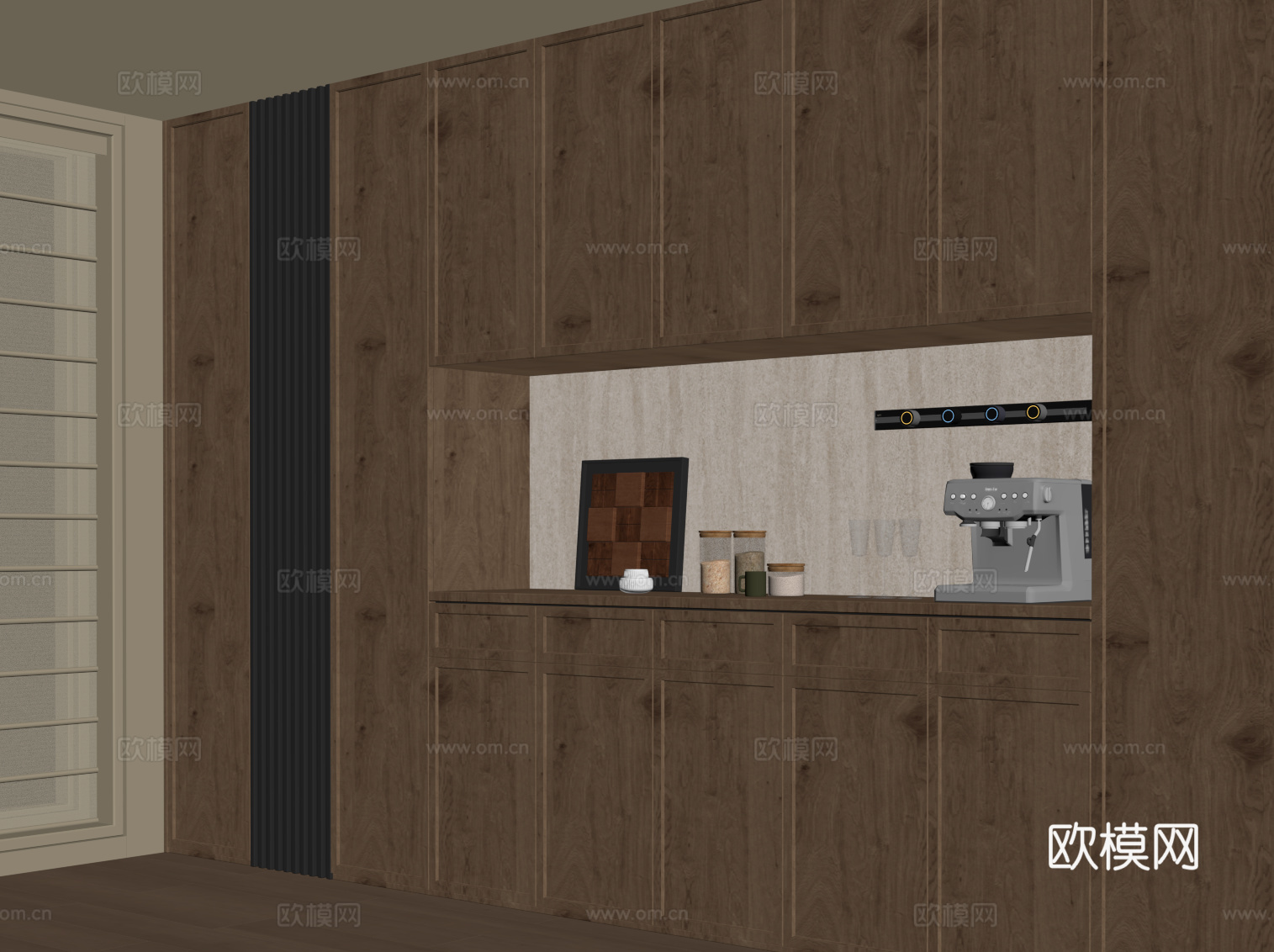 中古风餐边柜su模型