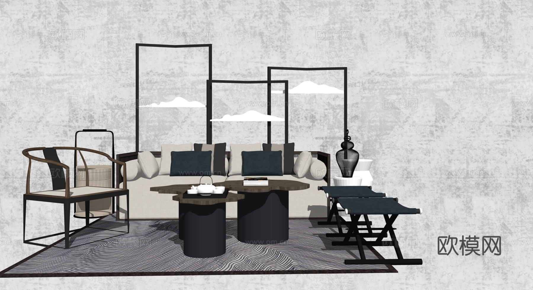 卡座 客厅 卧室 组合沙发 凳子 桌椅 懒人沙发 家装 椅子su模型