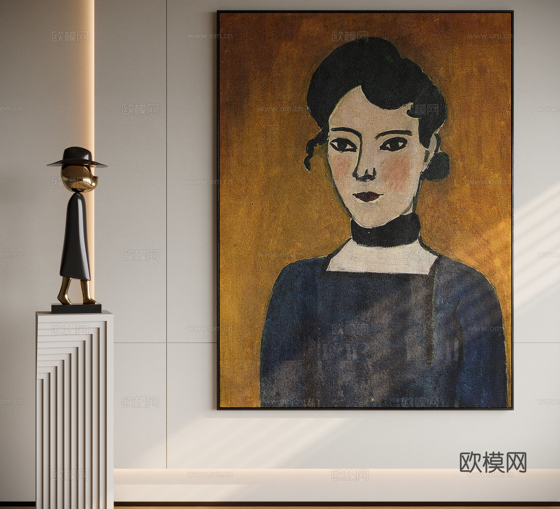 现代中古风装饰画su模型